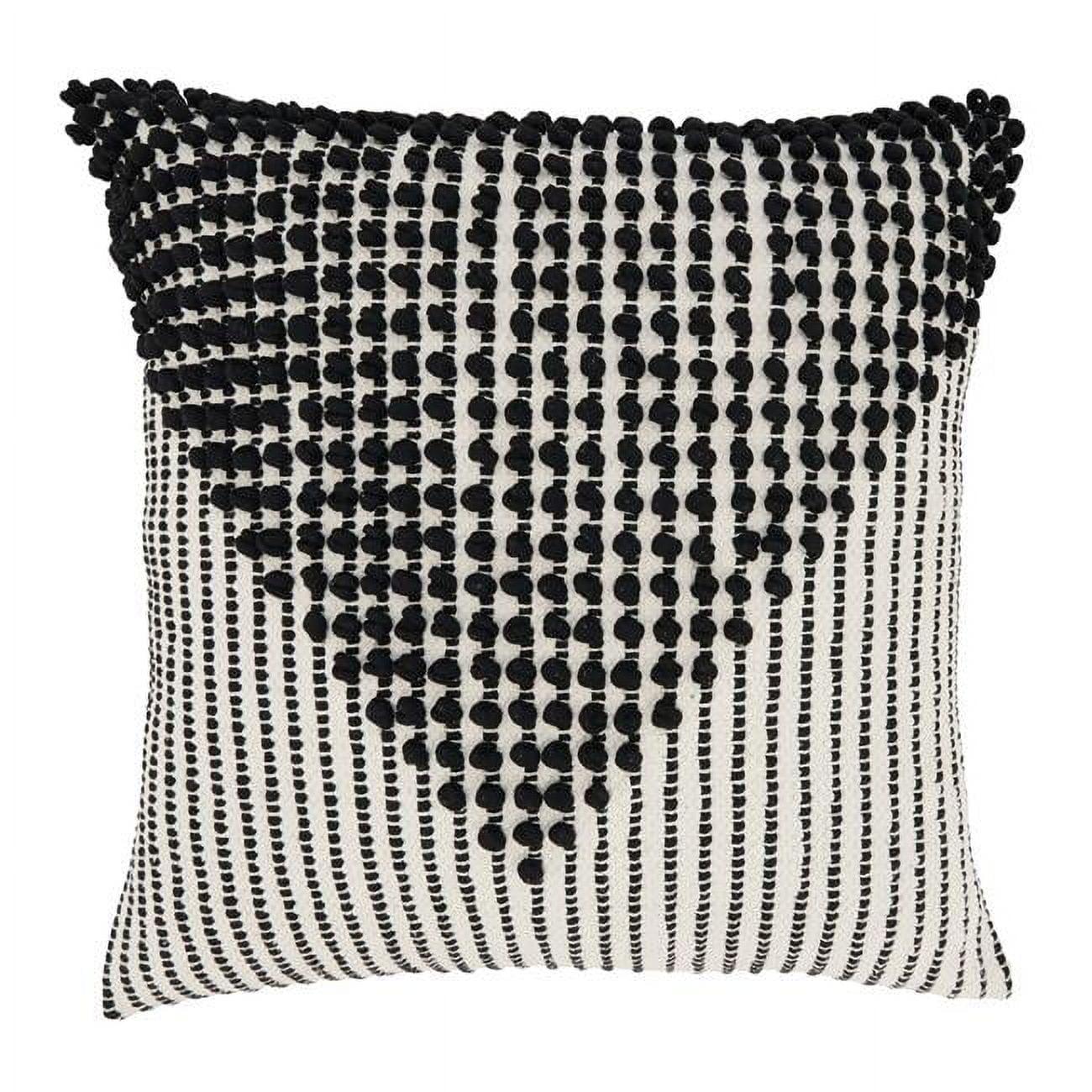 20" Black and White Cotton Woven Diamond Throw Pillow