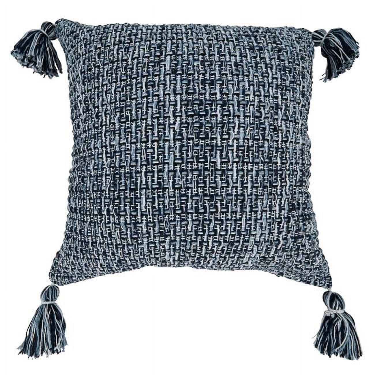 Saro Lifestyle Woven Pillow - Down Filled, 22" Square, Navy Blue