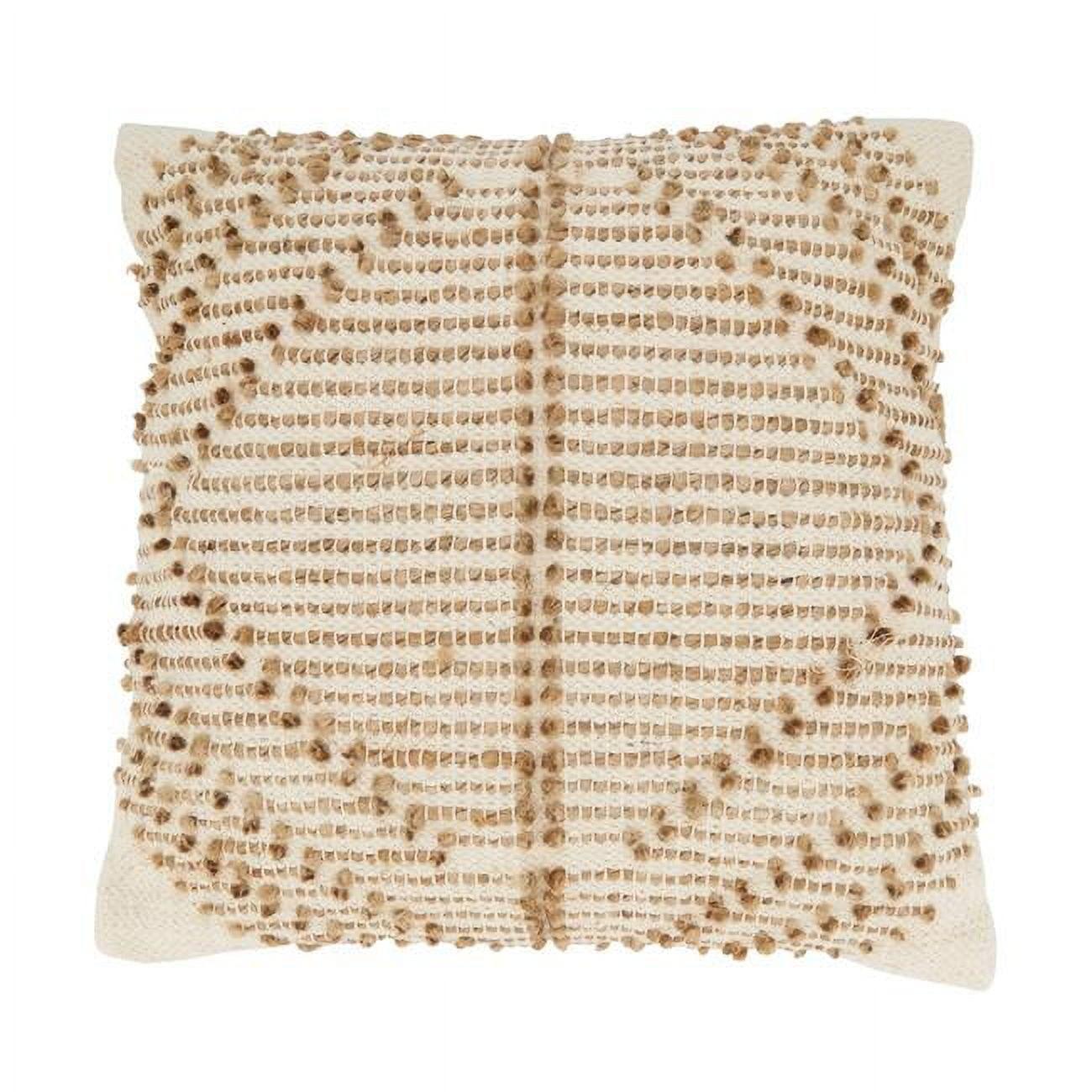 18"x18" Diamond Dreams Woven Down Filled Square Throw Pillow Natural - Saro Lifestyle: Cotton & Jute, Indoor Use, Zippered