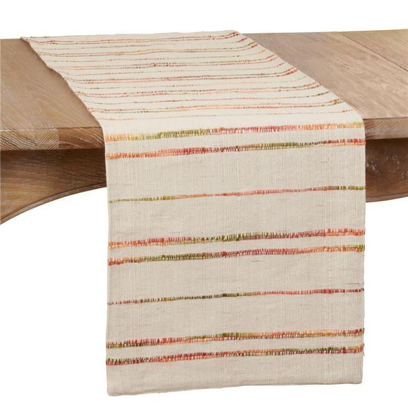 Natural Cotton Woven Line Table Runner, 23" x 19"