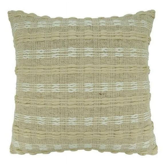 Saro Lifestyle Stripe Design Woven Throw Pillow With Poly Filling, 20", Beige