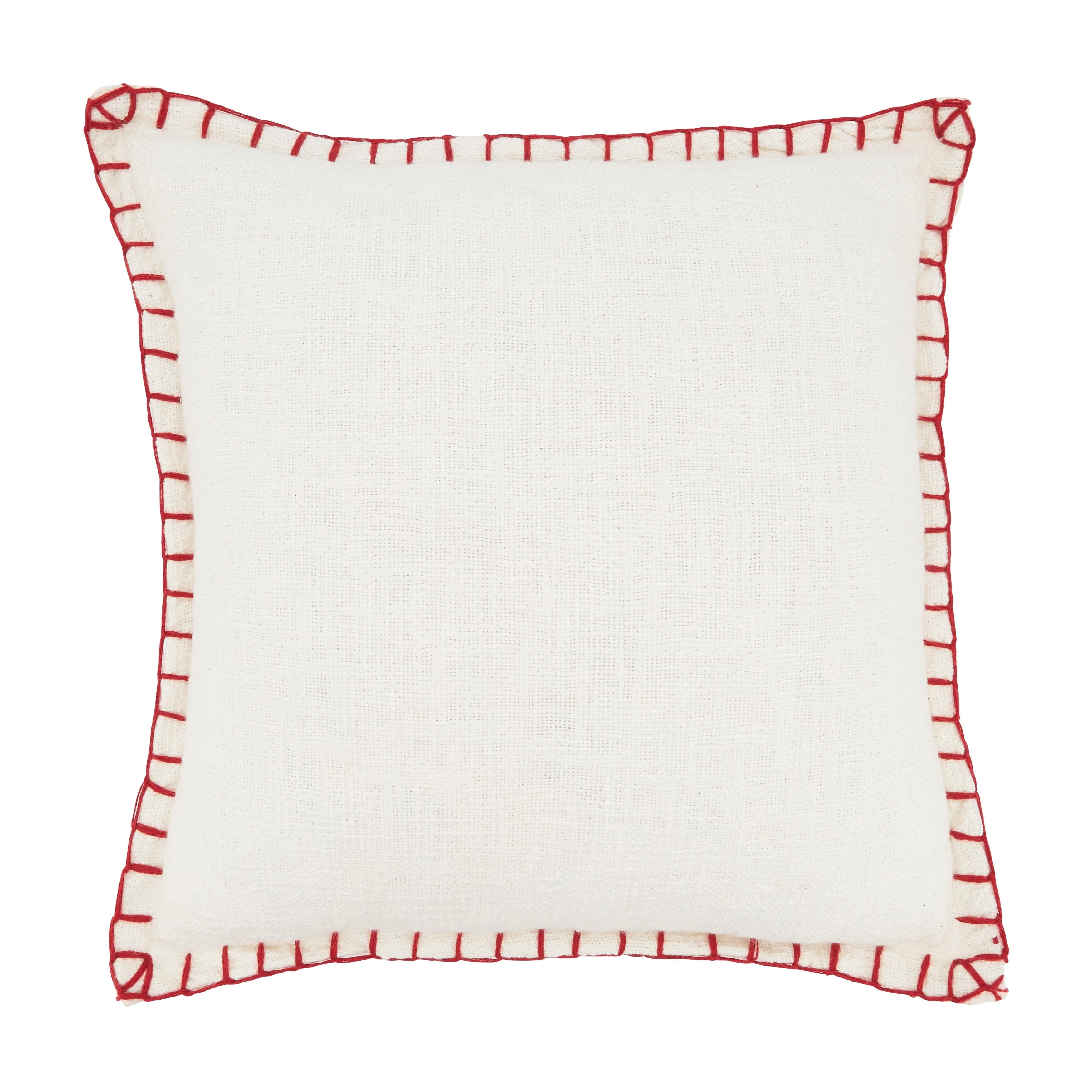 White Cotton Chunky Whip Stitch Euro Throw Pillow