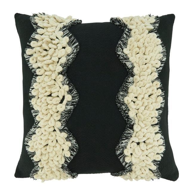 Saro Lifestyle Yarn and Lace Appliqué Design Down-Filled Throw Pillow