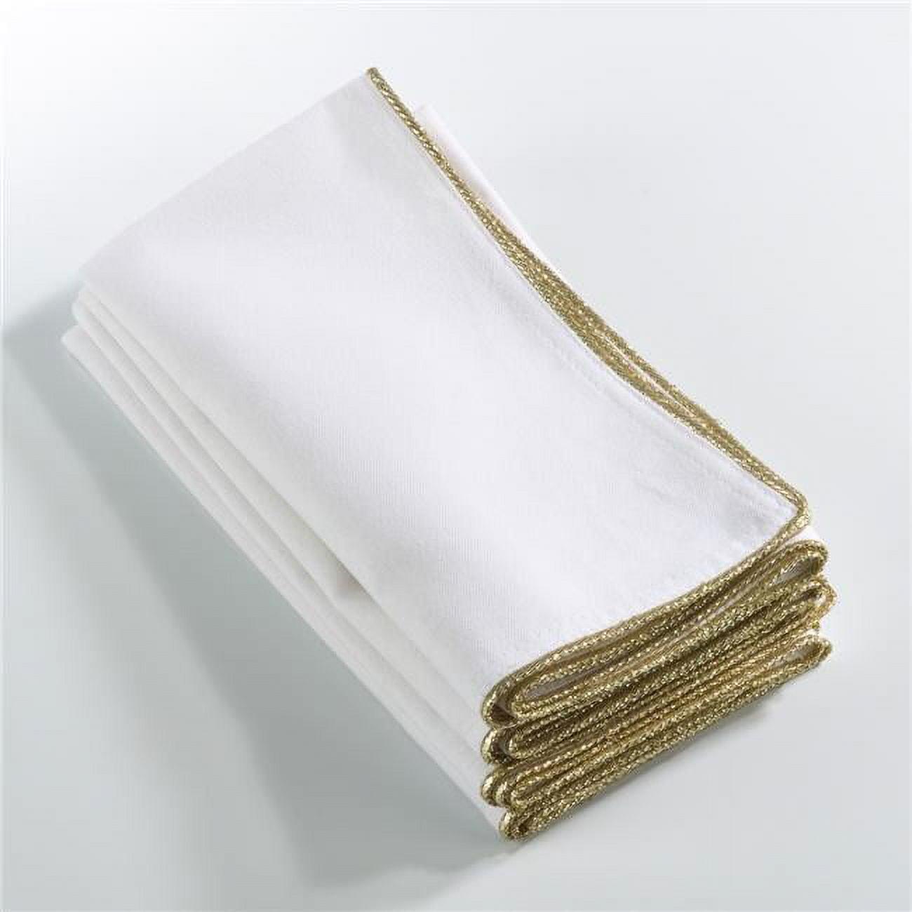 Saro Lifestyle Luana Collection Shimmering Border Design Dinner Napkins (Set of 4), 20", Gold