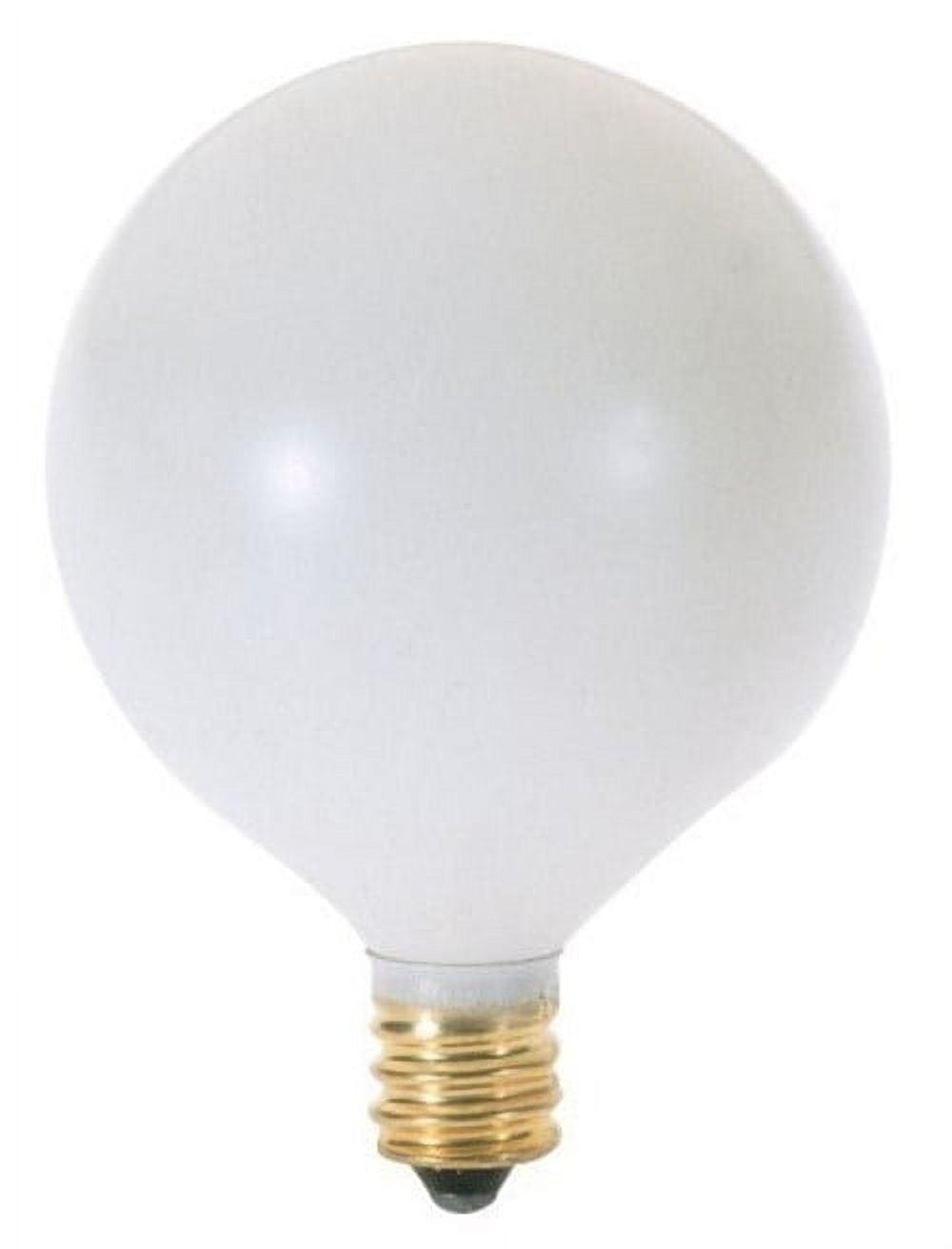 Satco S3825 - 25 watt G16 1/2 Incandescent; Satin White; 1500 average rated hours; 202 lumens; Candelabra base; 120 volts