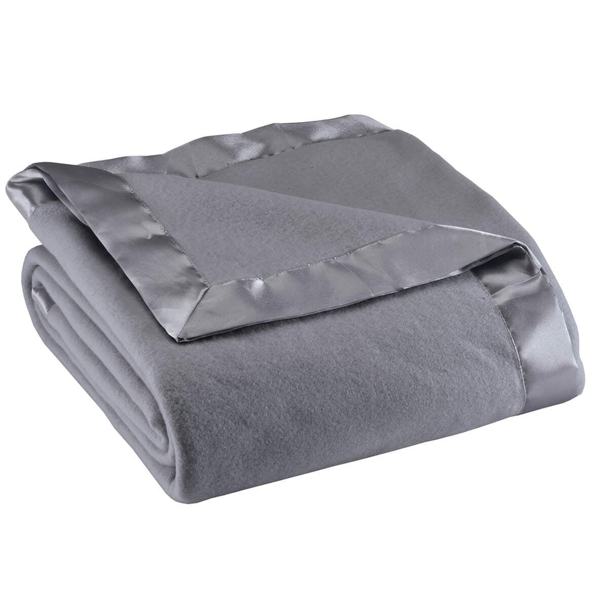 Twin Gray Satin Fleece Travel Blanket with Satin Edges