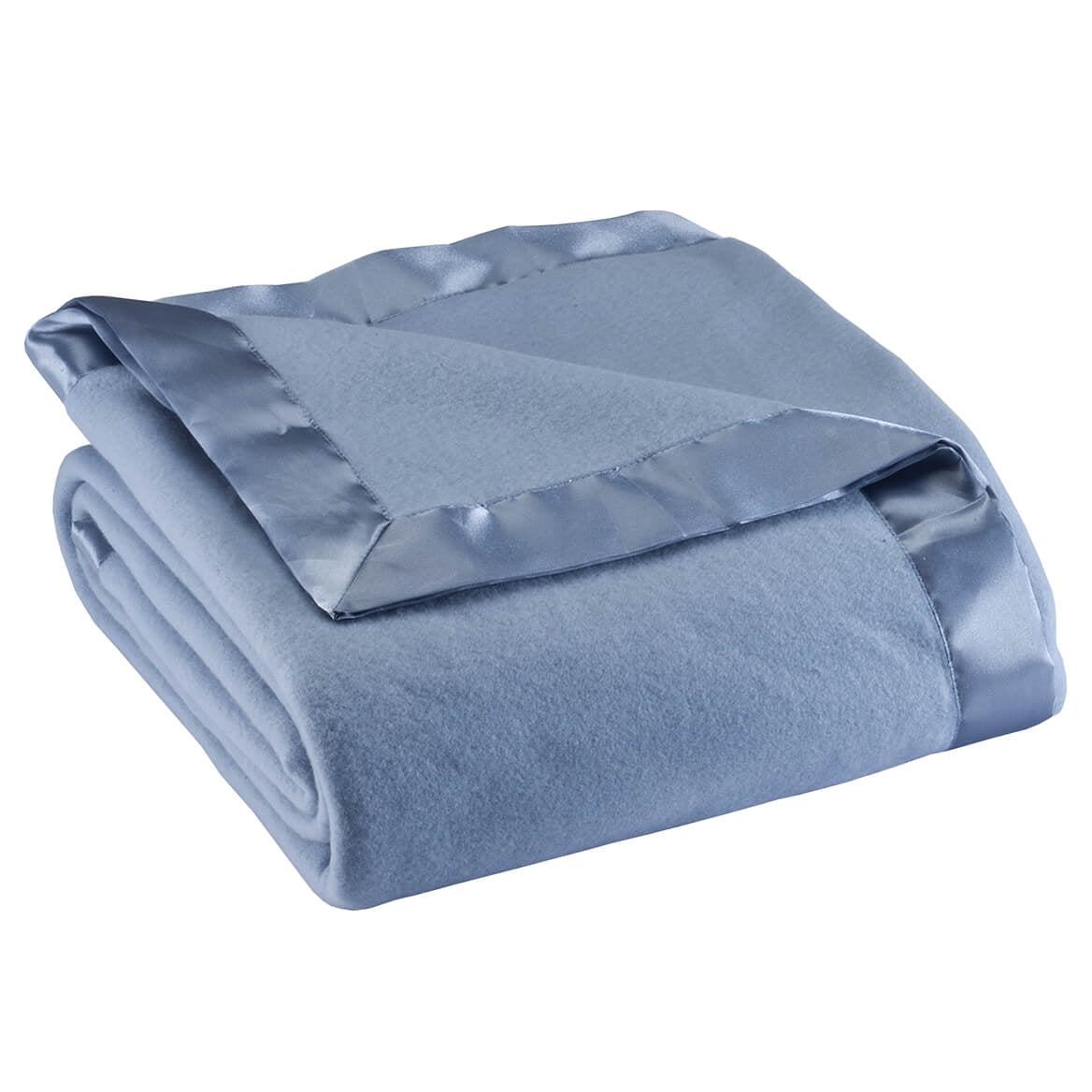 Twin Blue Satin Fleece Lightweight Travel Blanket