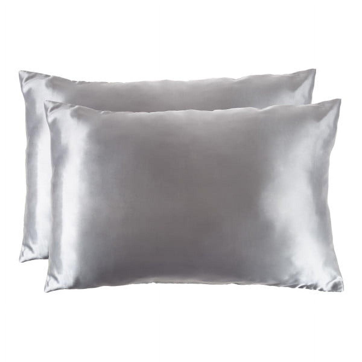 Luxurious Satin King-Size Pillowcases in Silver Gray - Set of 2