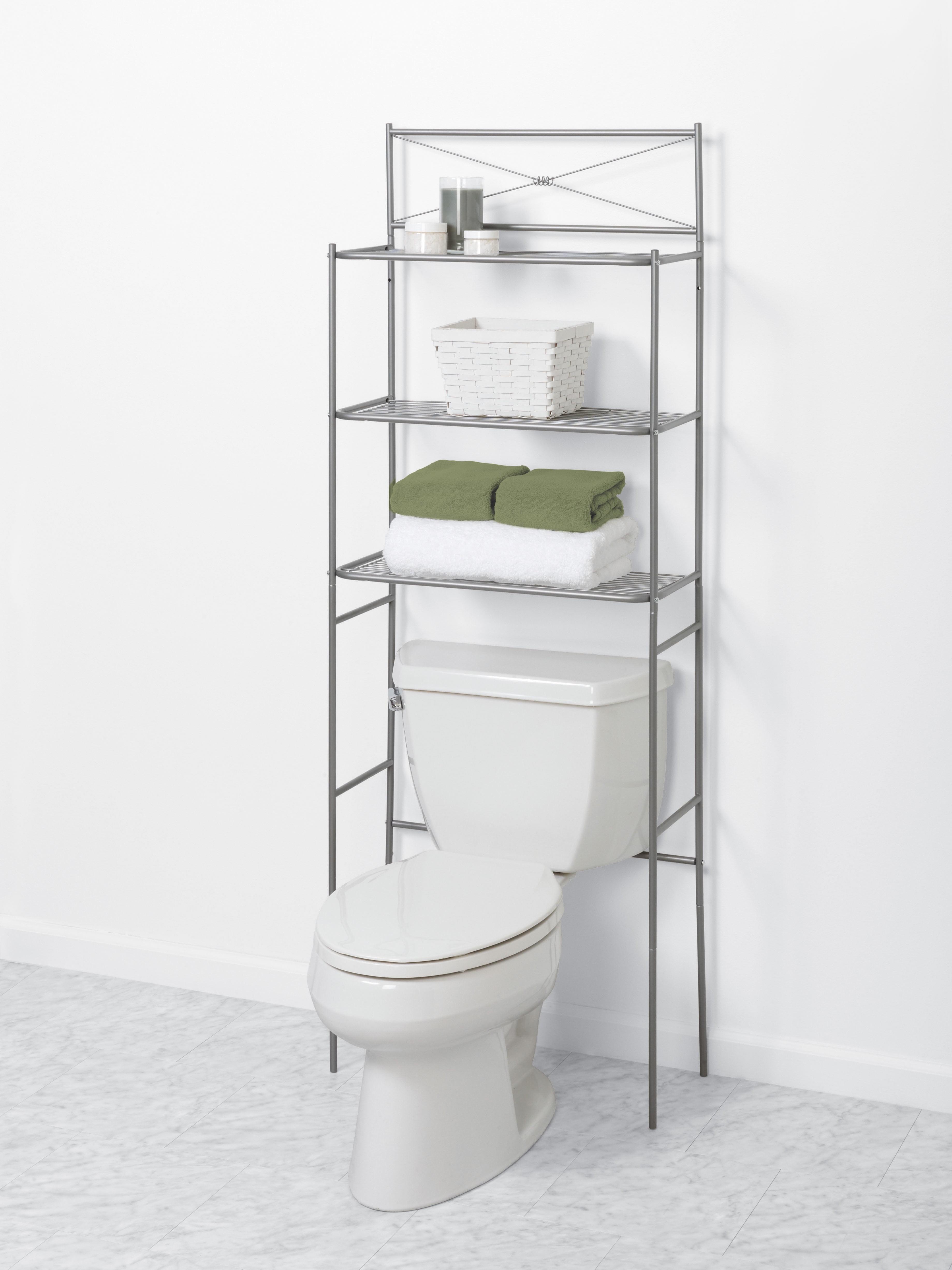 Spacesaver Over the Toilet Etagere Brushed Nickel - Zenna Home: 3-Shelf Metal Bathroom Organizer, Spot Clean