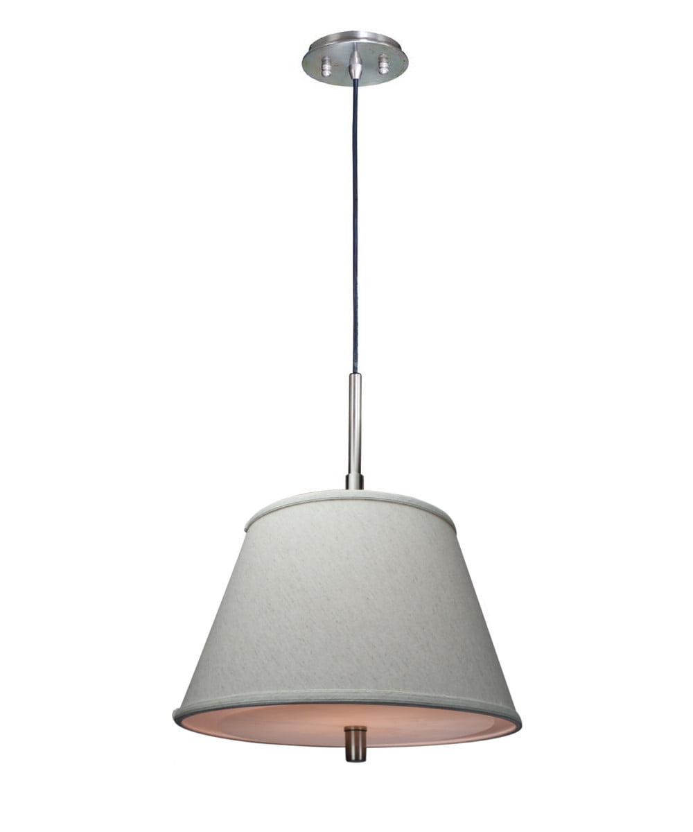 Satin Nickel Pendant Light with Empire Textured Oatmeal Slotted UNO Shade and Diffuser