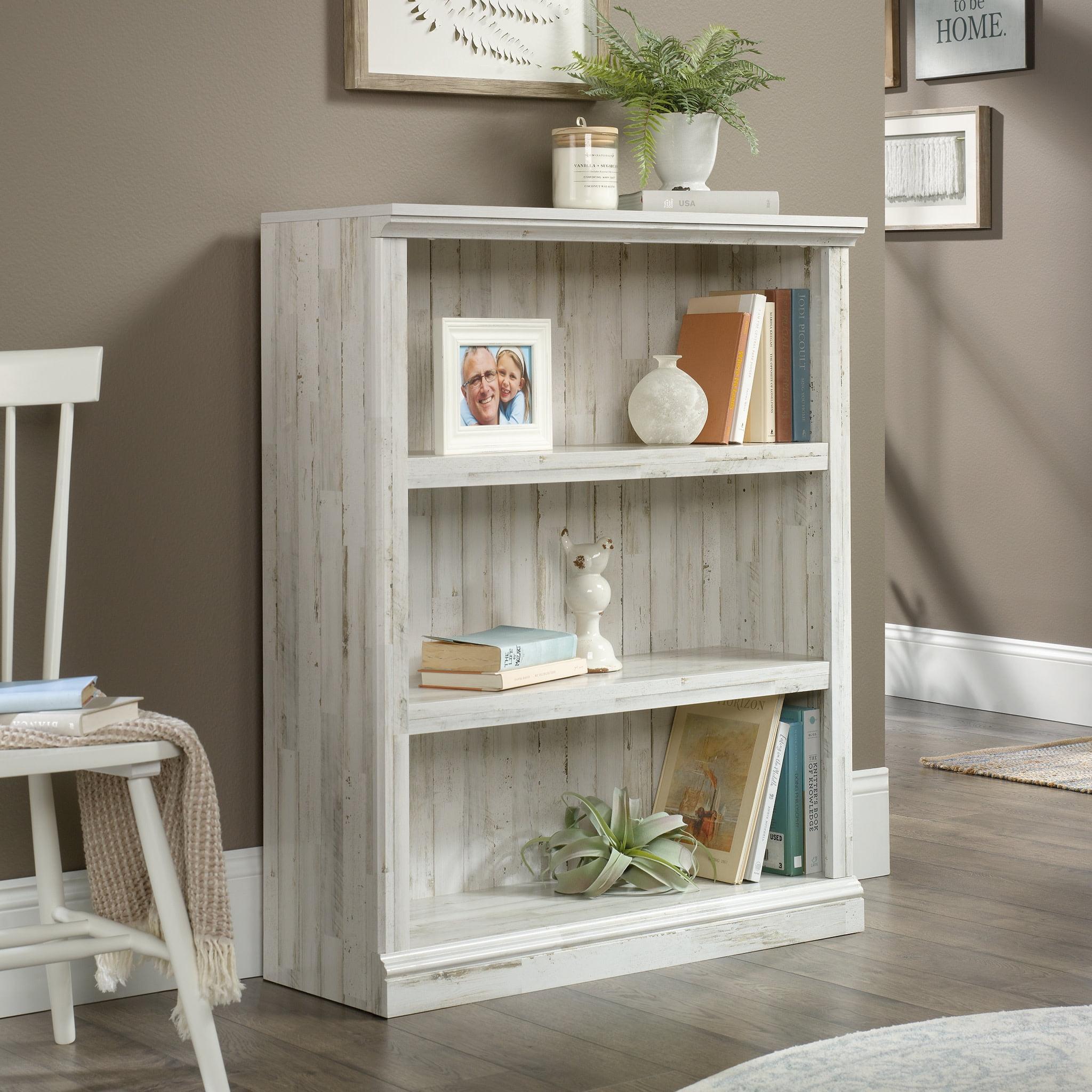 44" 3 Shelf Bookcase White - Sauder: Farmhouse Style, Smooth Laminate Finish, MDF Construction