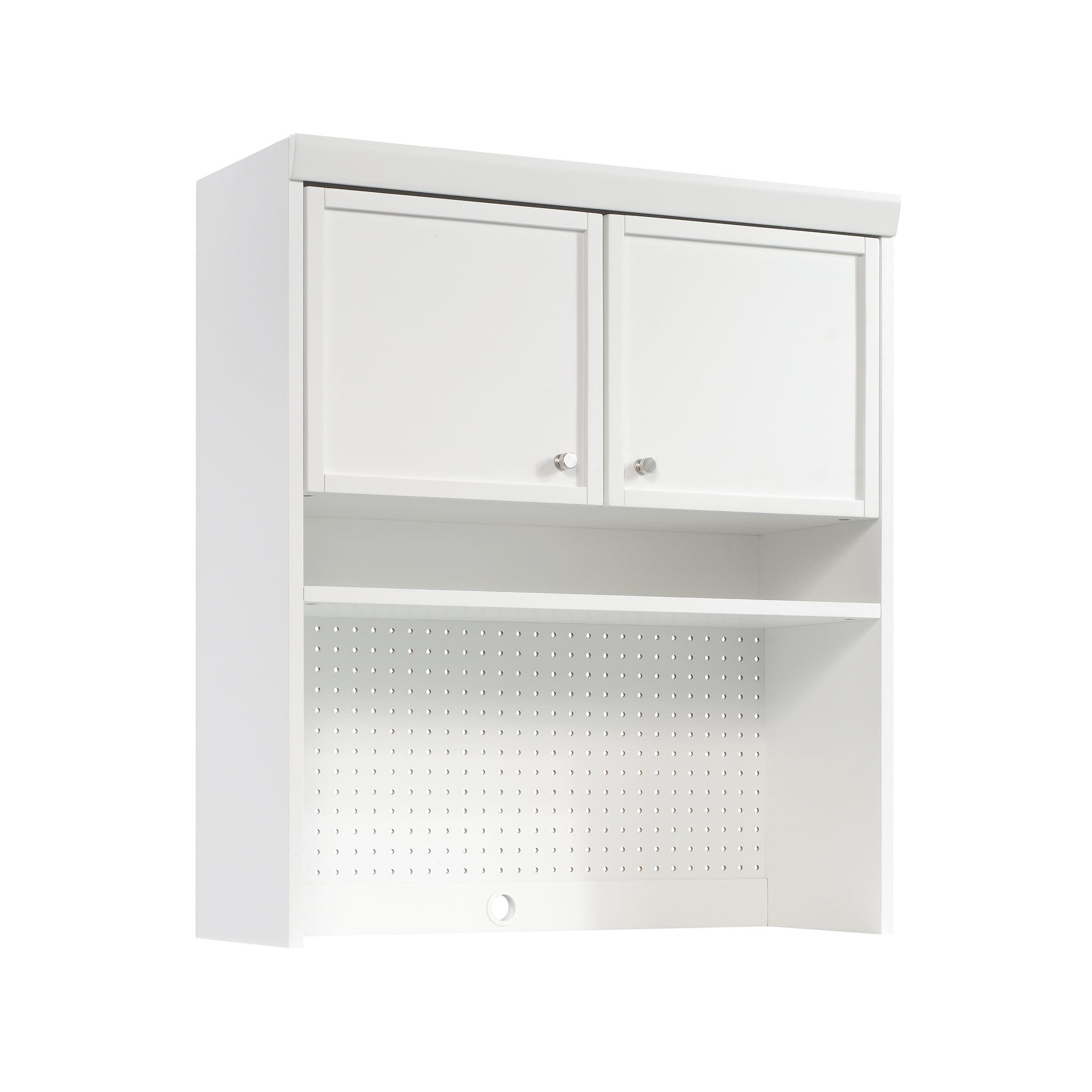 Craft Pro Series Hutch White - Sauder: Adjustable Shelf, Pegboard Back, Enclosed Cord Access