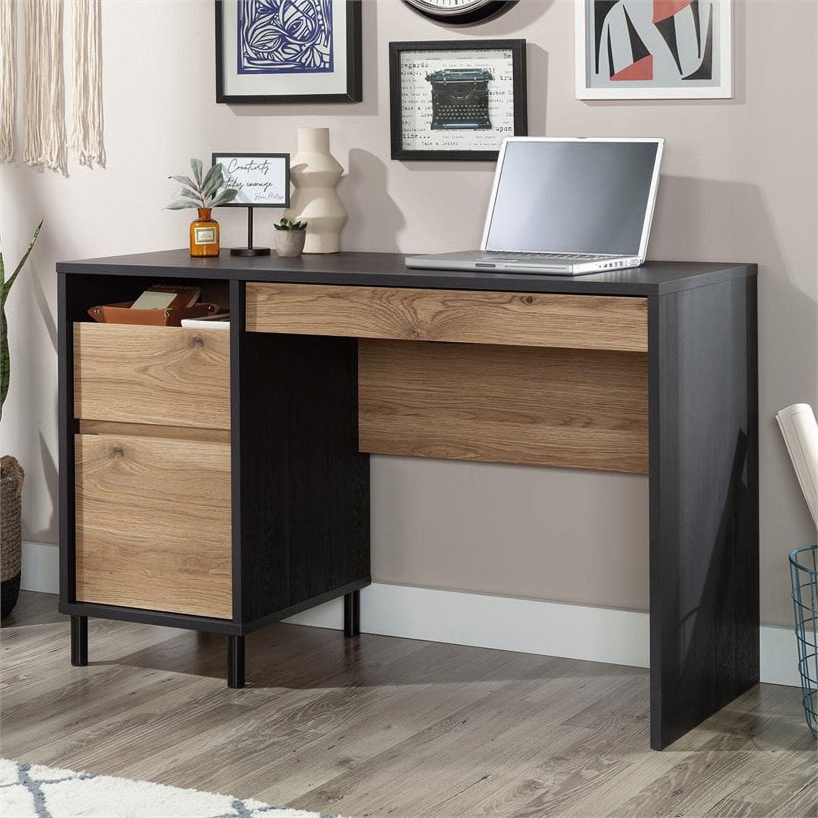 Raven Oak Timber Accented Home Office Desk with Storage