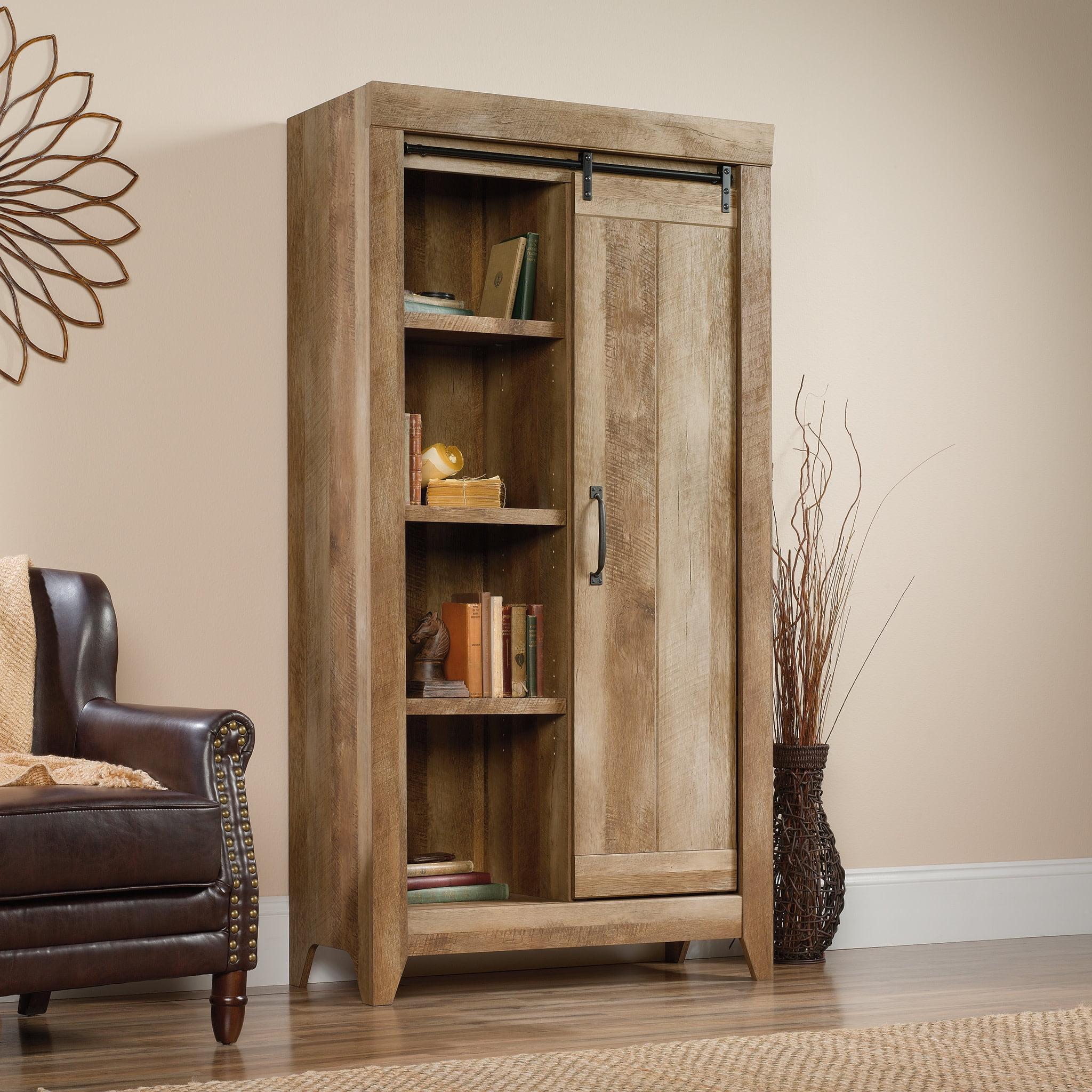 Craftsman Oak Rustic Freestanding Storage Cabinet with Adjustable Shelves