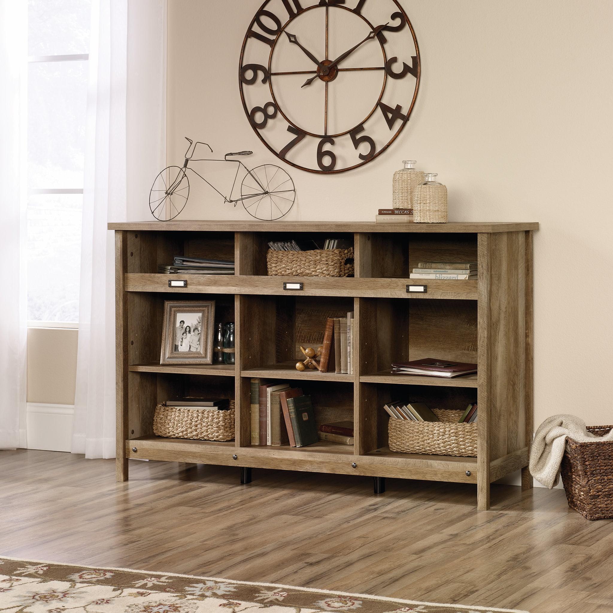 Adjustable White Storage Credenza with Cubby Hole Organization