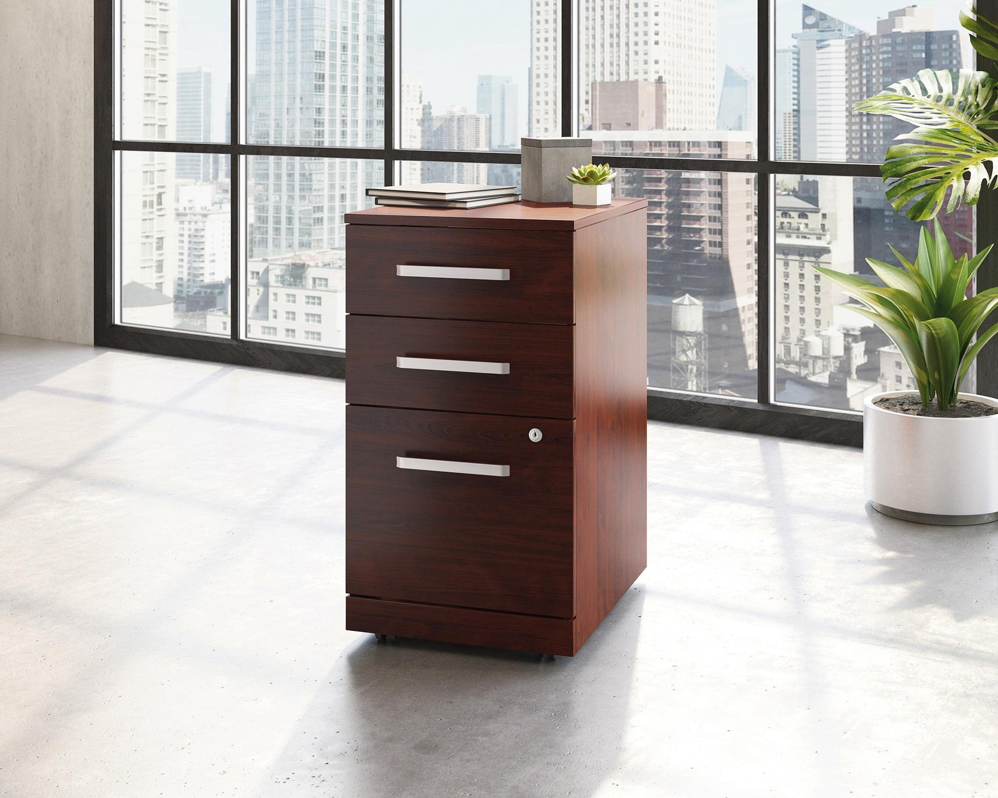 Classic Cherry 3-Drawer Lockable Mobile Pedestal File Cabinet