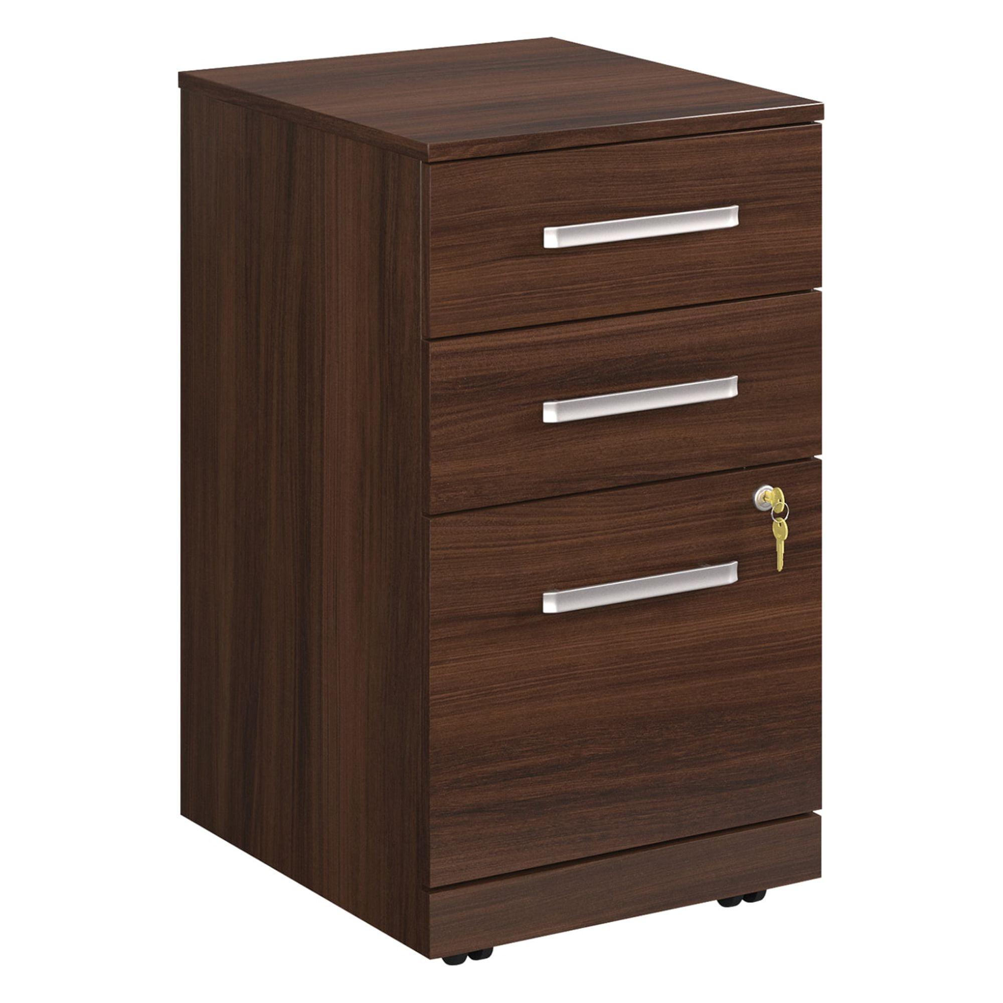 Noble Elm 3-Drawer Lockable Mobile Filing Cabinet