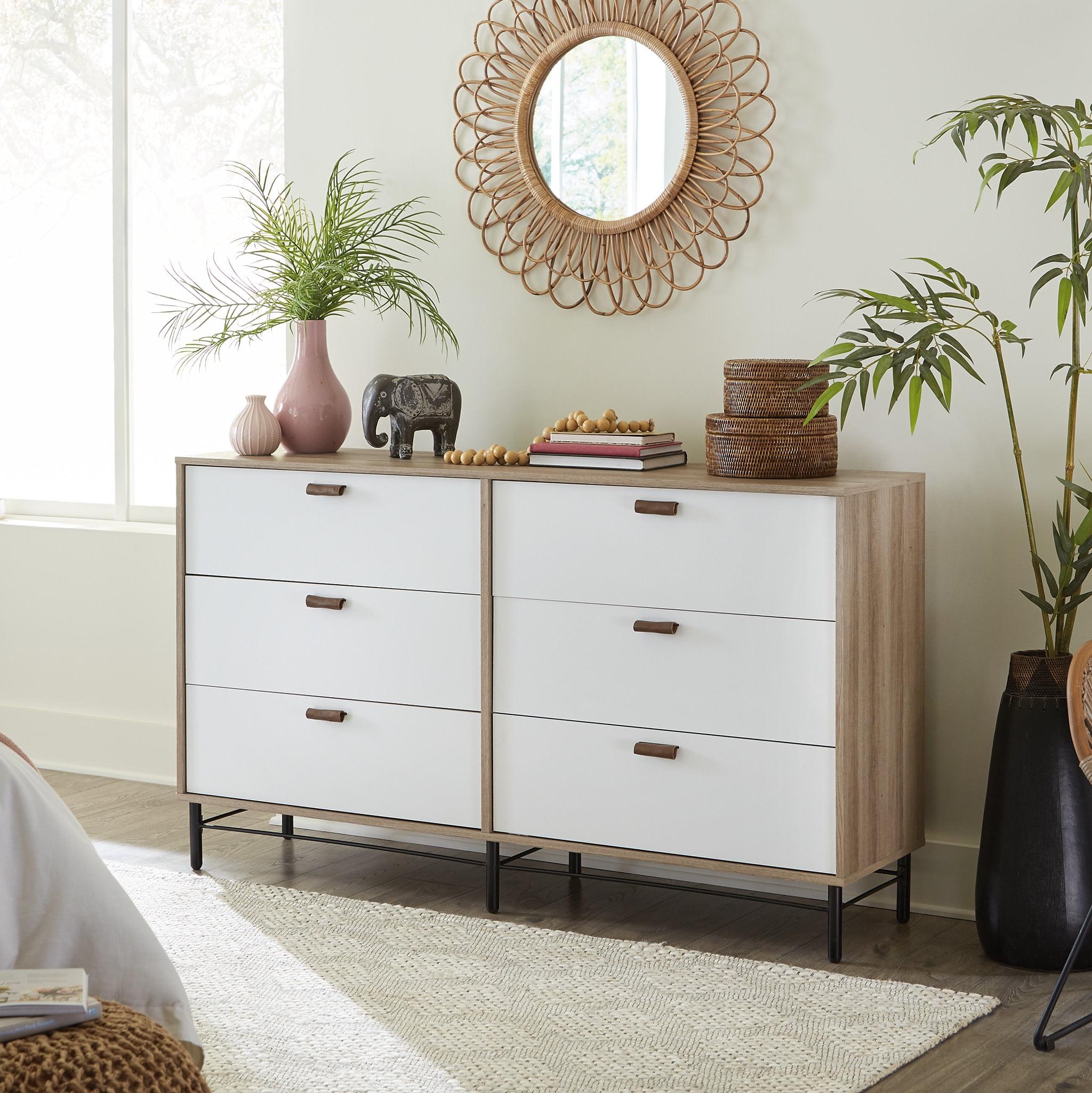 Anda Noor 6 Drawer Dresser Sky Oak - Sauder: Modern Storage Furniture with Metal Runners