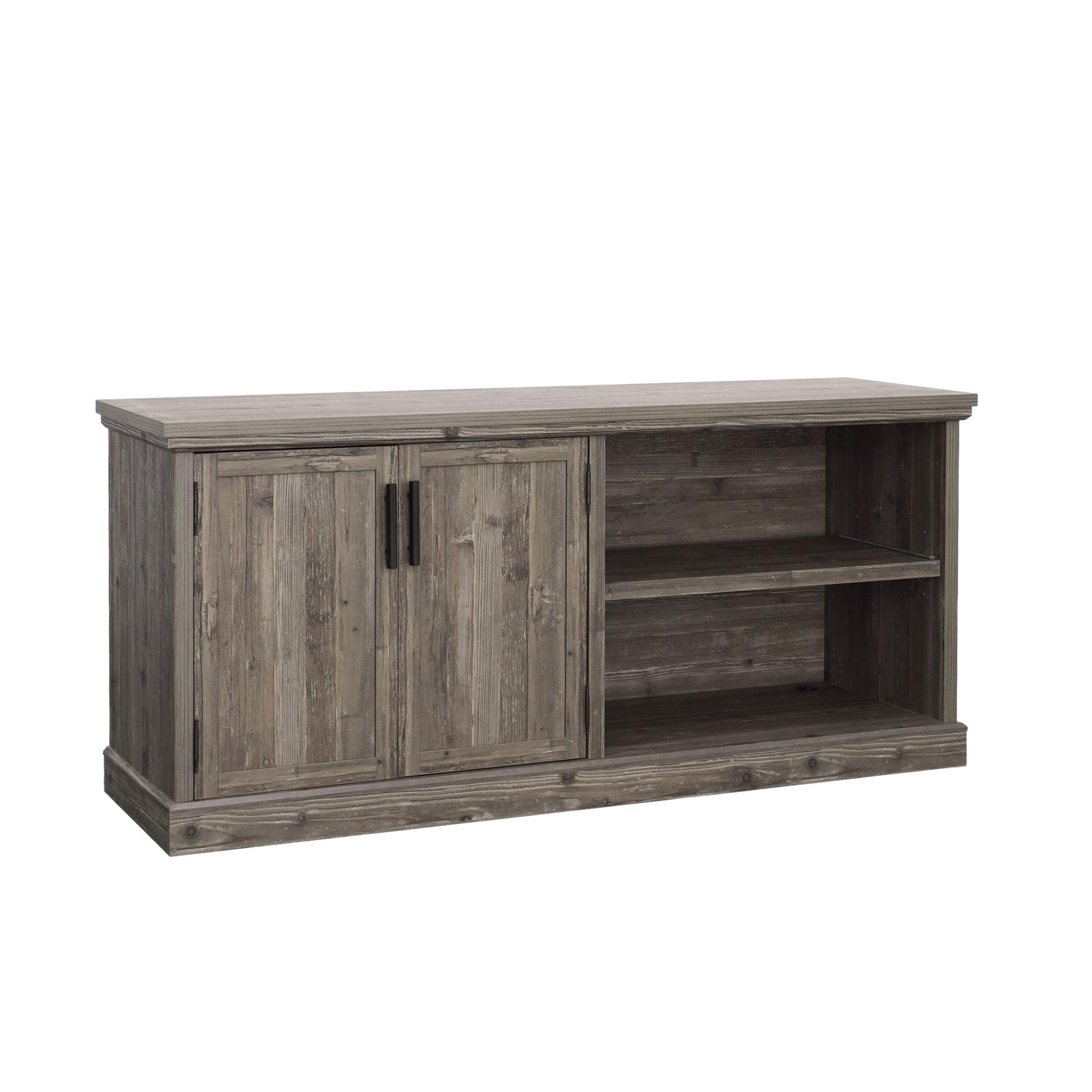 Sauder Aspen Post Large Office Credenza Pebble Pine: Adjustable Shelf, Metal Slides, Laminated Surface