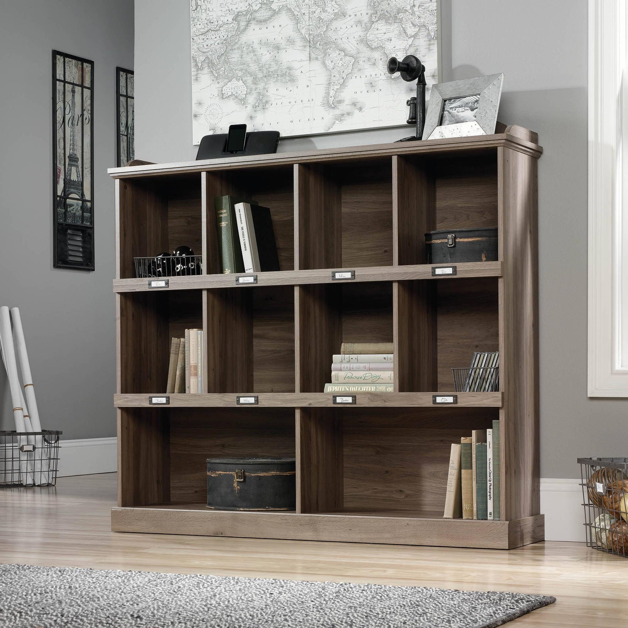 Barrister Lane 60'' Salt Oak Adjustable Cubby Bookcase with Metal Hardware