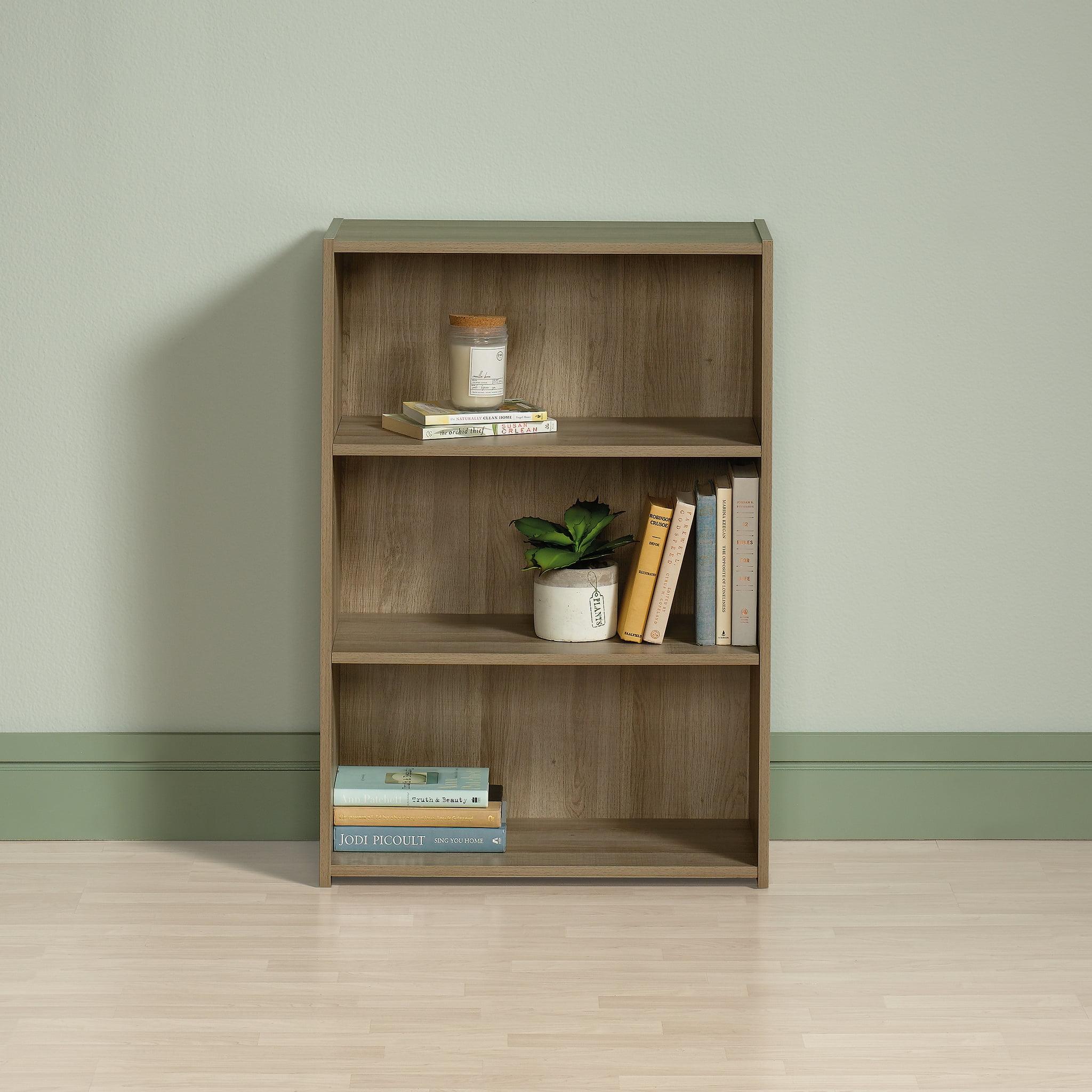 35&#34; Beginnings 3 Shelf Bookshelf Brown - Sauder: Mid-Century Modern Storage, Adjustable, MDF