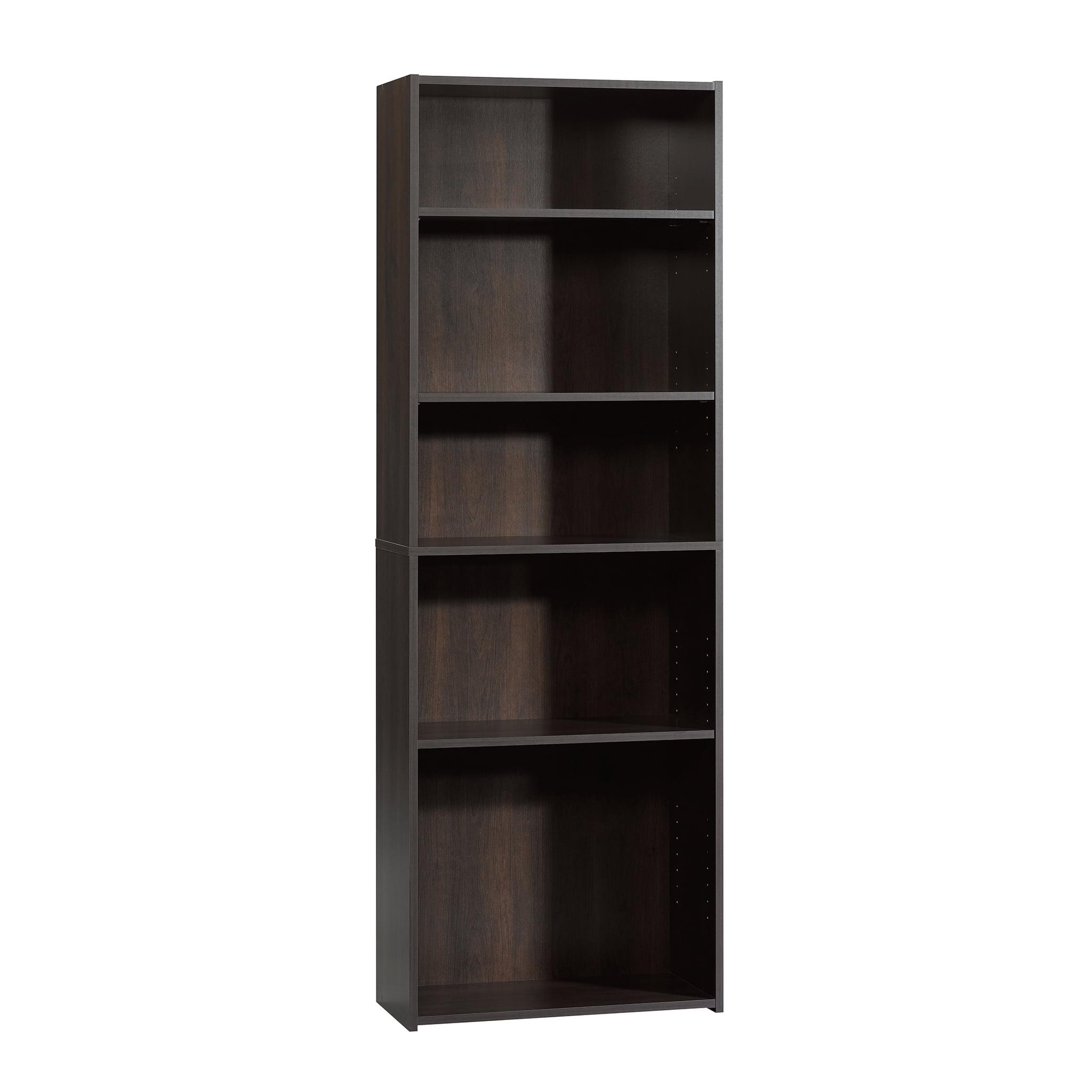Adjustable Cinnamon Cherry Wood 5-Shelf Kids Bookcase