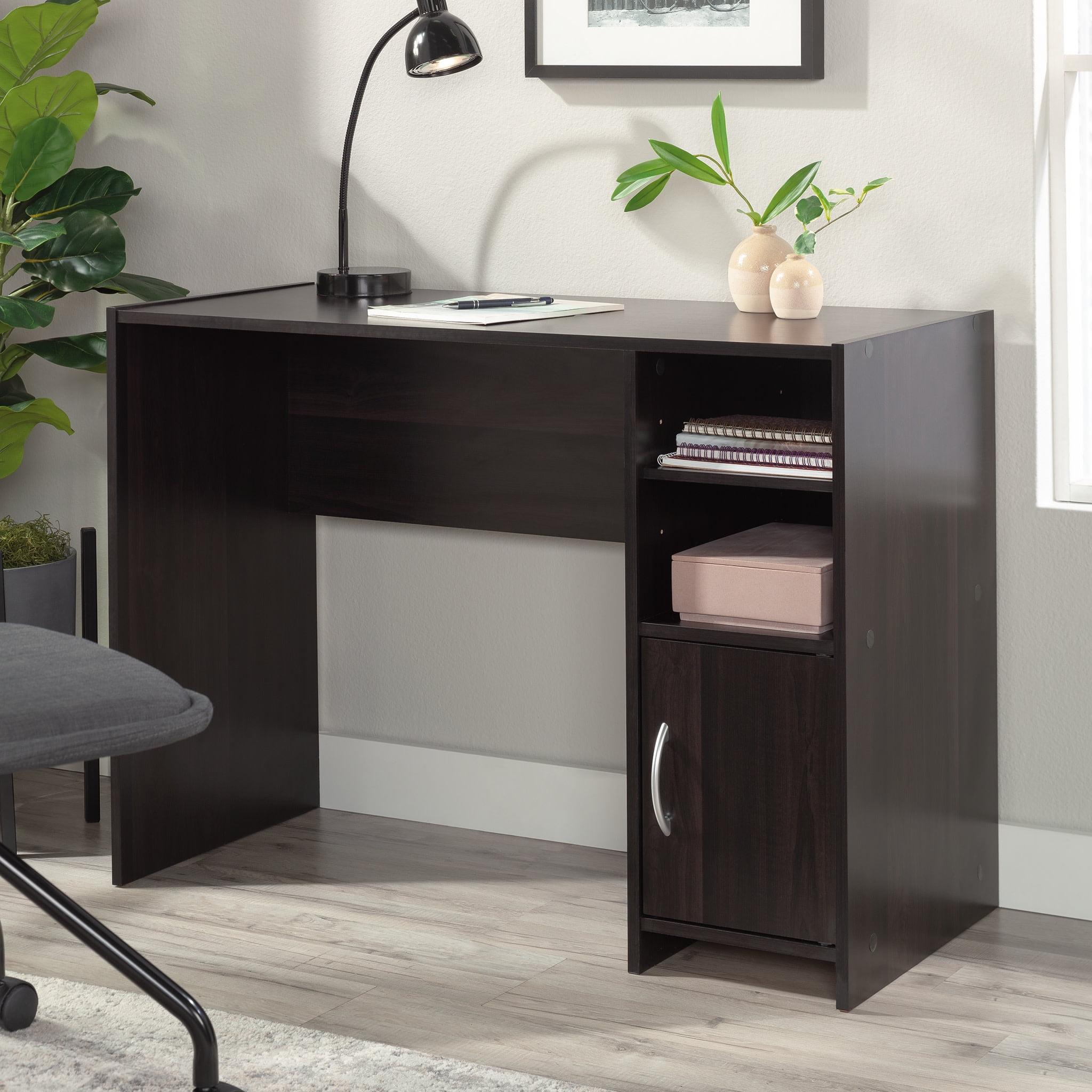 Sauder Beginnings Computer Desk with Side Shelves & Cabinet in Cinnamon Cherry