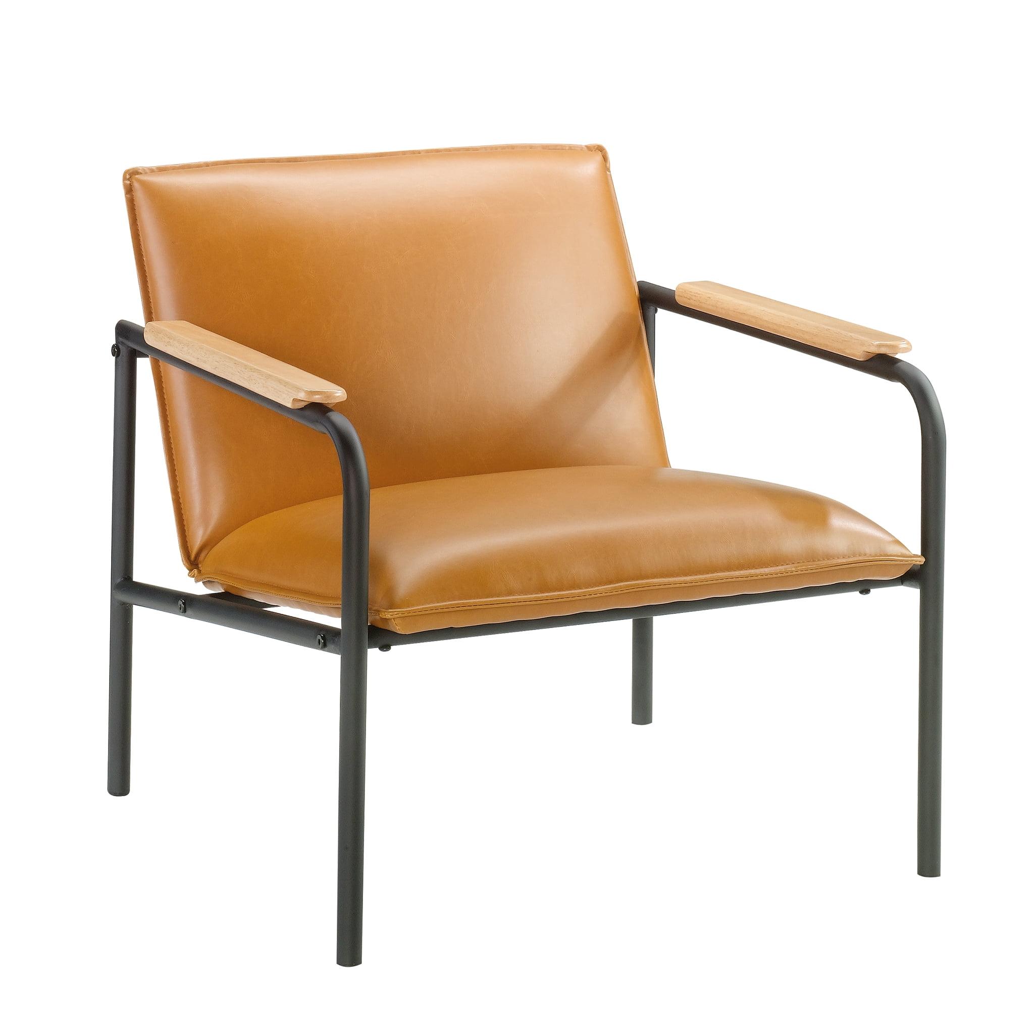 Boulevard Camel Faux Leather Lounge Chair with Metal Frame