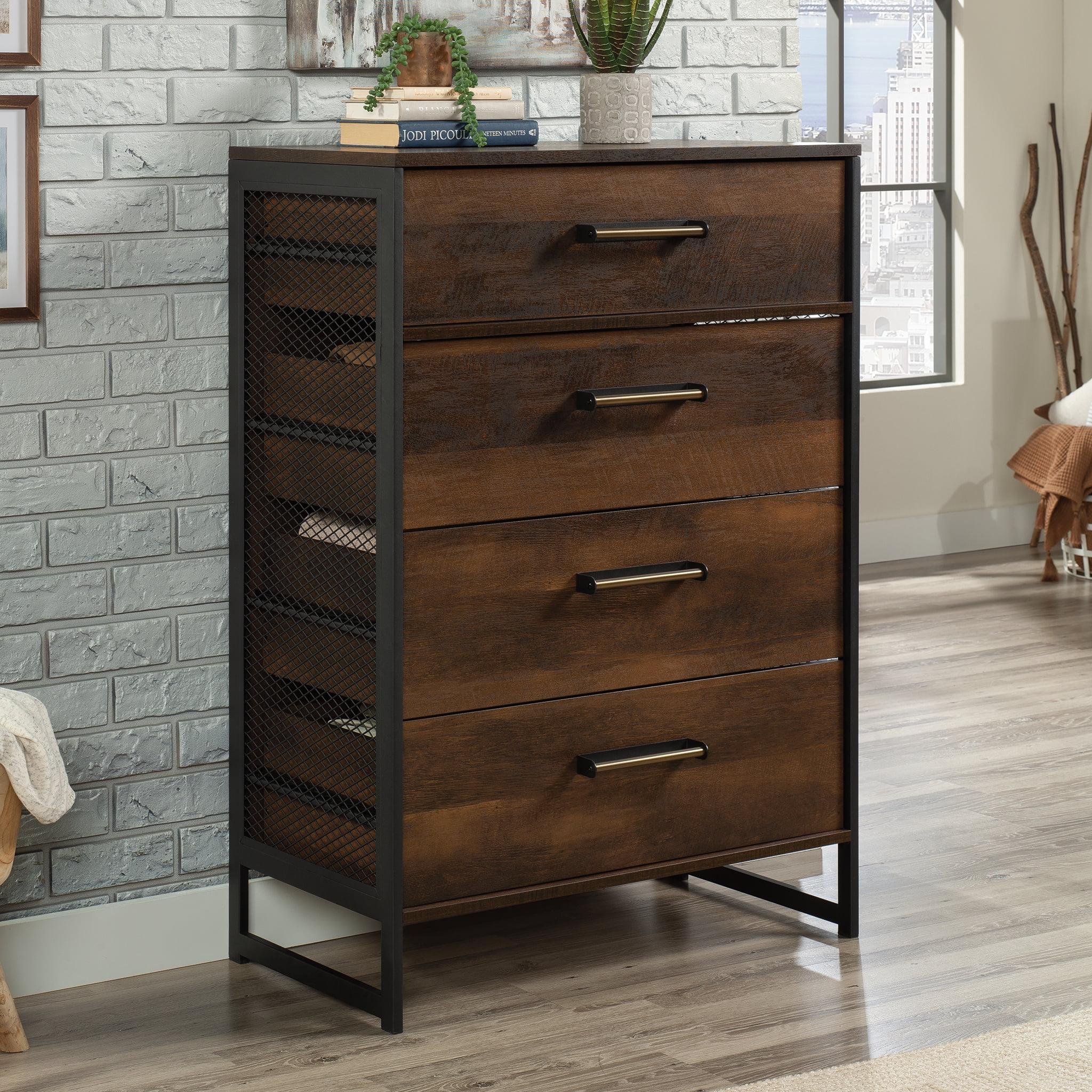 Sauder Briarbrook 4 Drawer Chest Dresser Barrel Oak: Metal Frame, Smooth Runners, Space-Saving Design