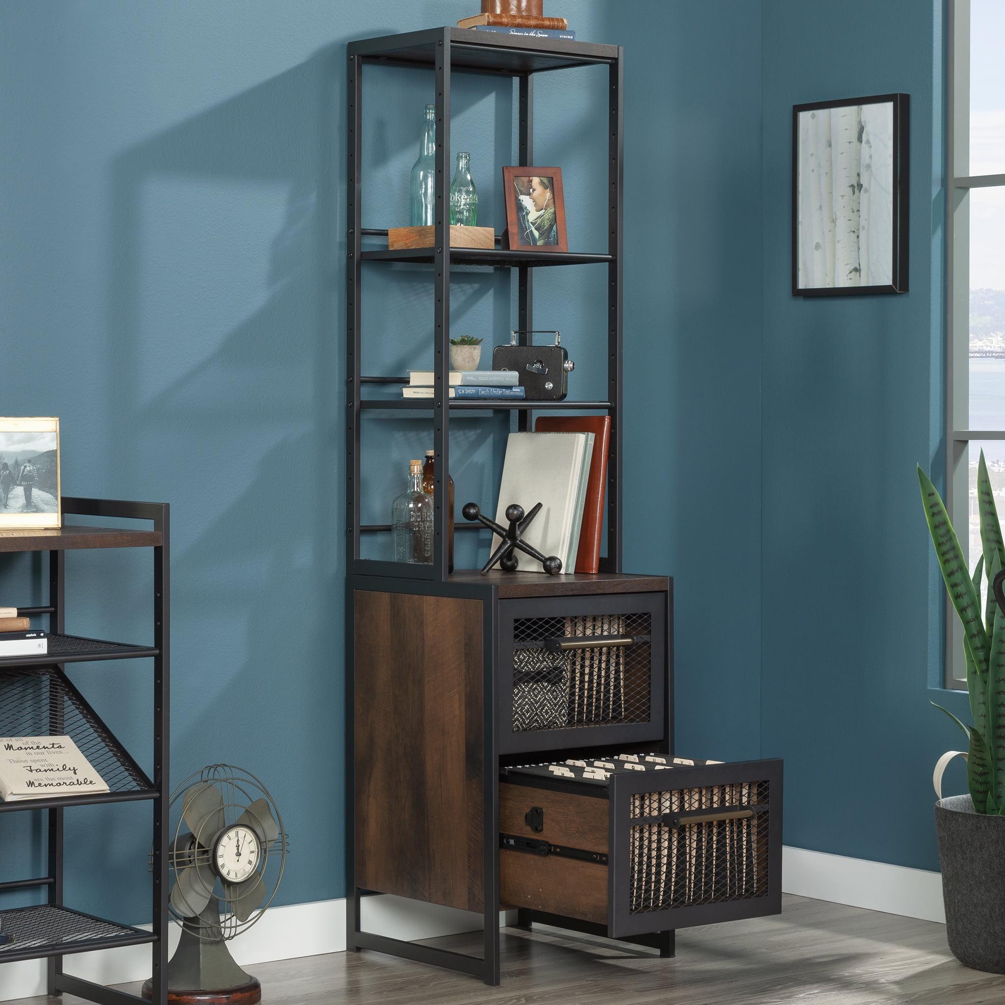 Sauder Briarbrook File Pedestal Tower Barrel Oak: 2 Drawers, Adjustable Shelves, MDF & Metal