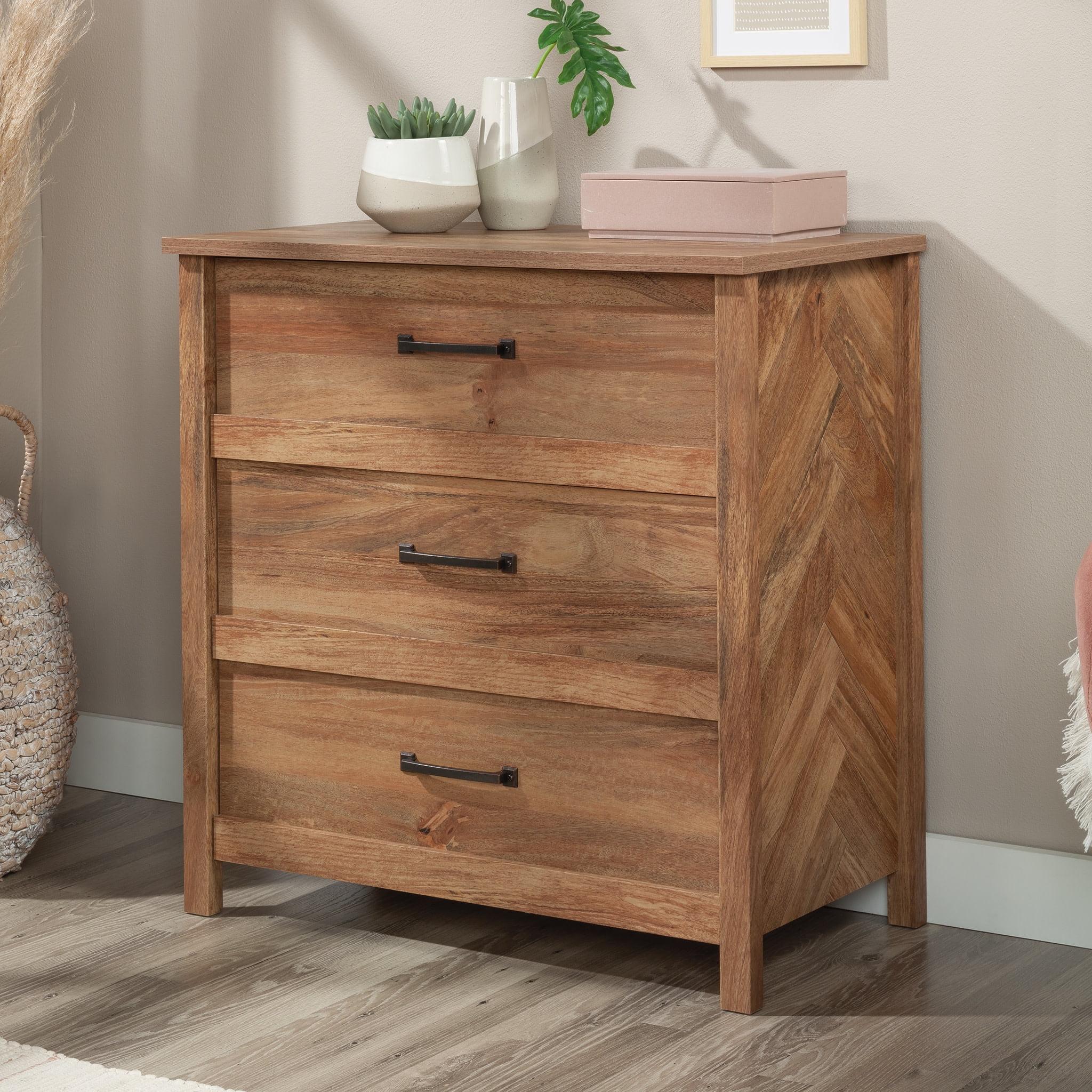 Sauder Cannery Bridge 3 Drawer Chest Sindoori Mango: Bedroom Storage, Laminated Surface, Metal Hardware