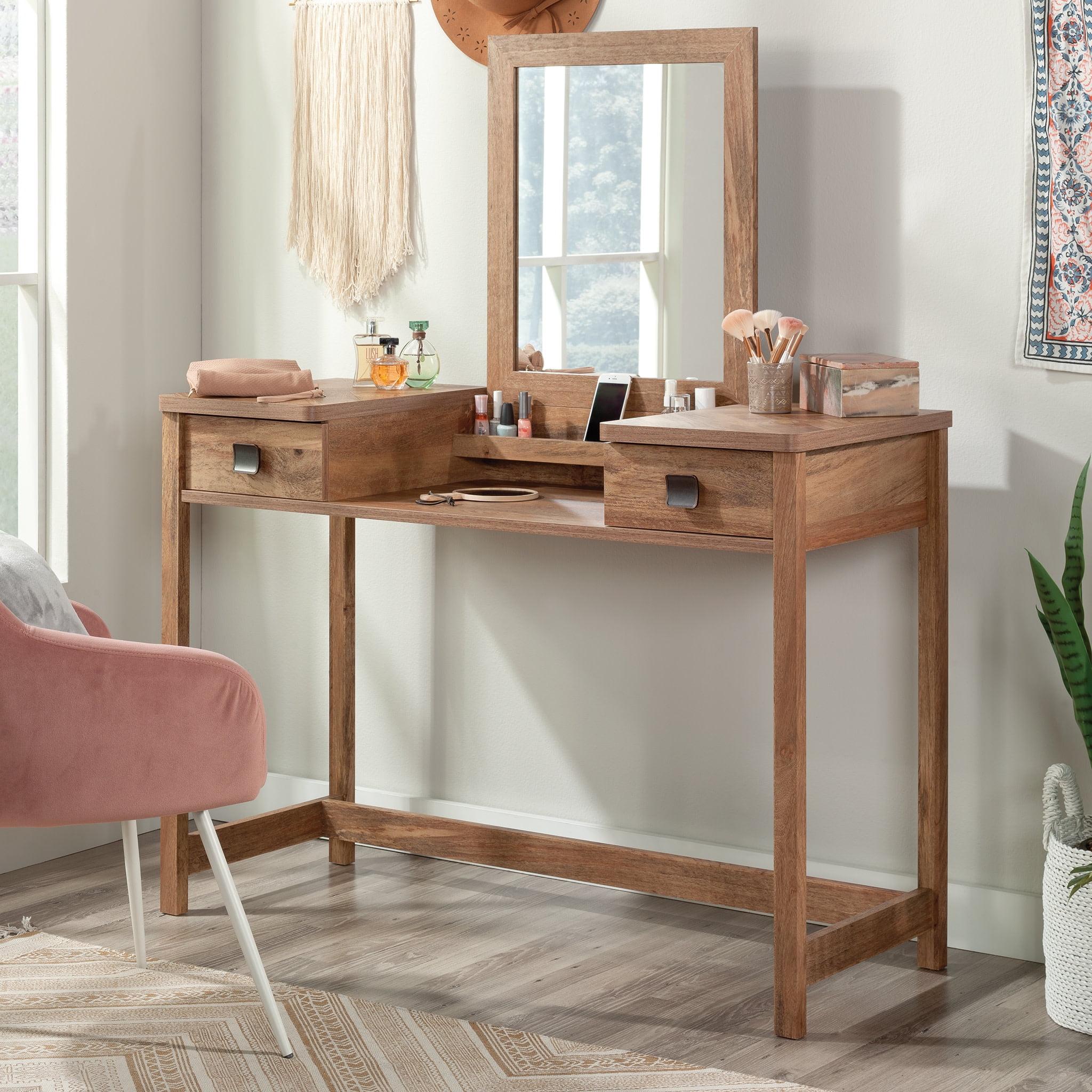 Sindoori Mango Herringbone Vanity Table with Mirror and Drawers