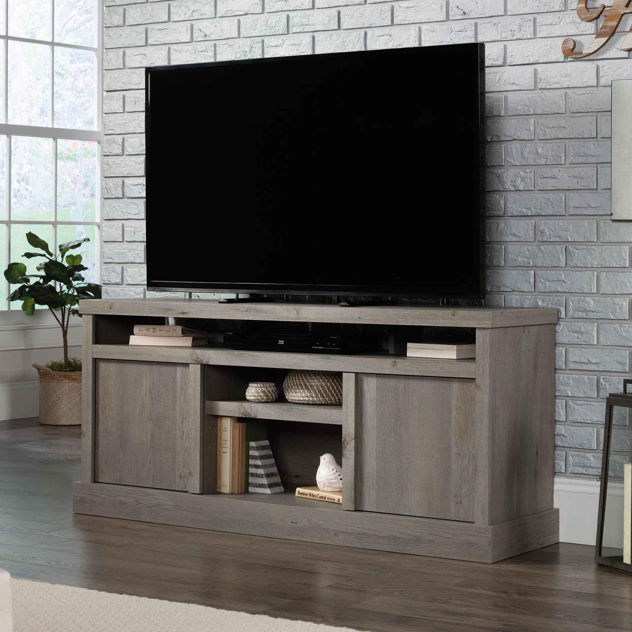 Cannery Bridge TV Stand for TVs up to 65" Mystic Oak - Sauder: Adjustable Shelves, Media Console with Cord Management