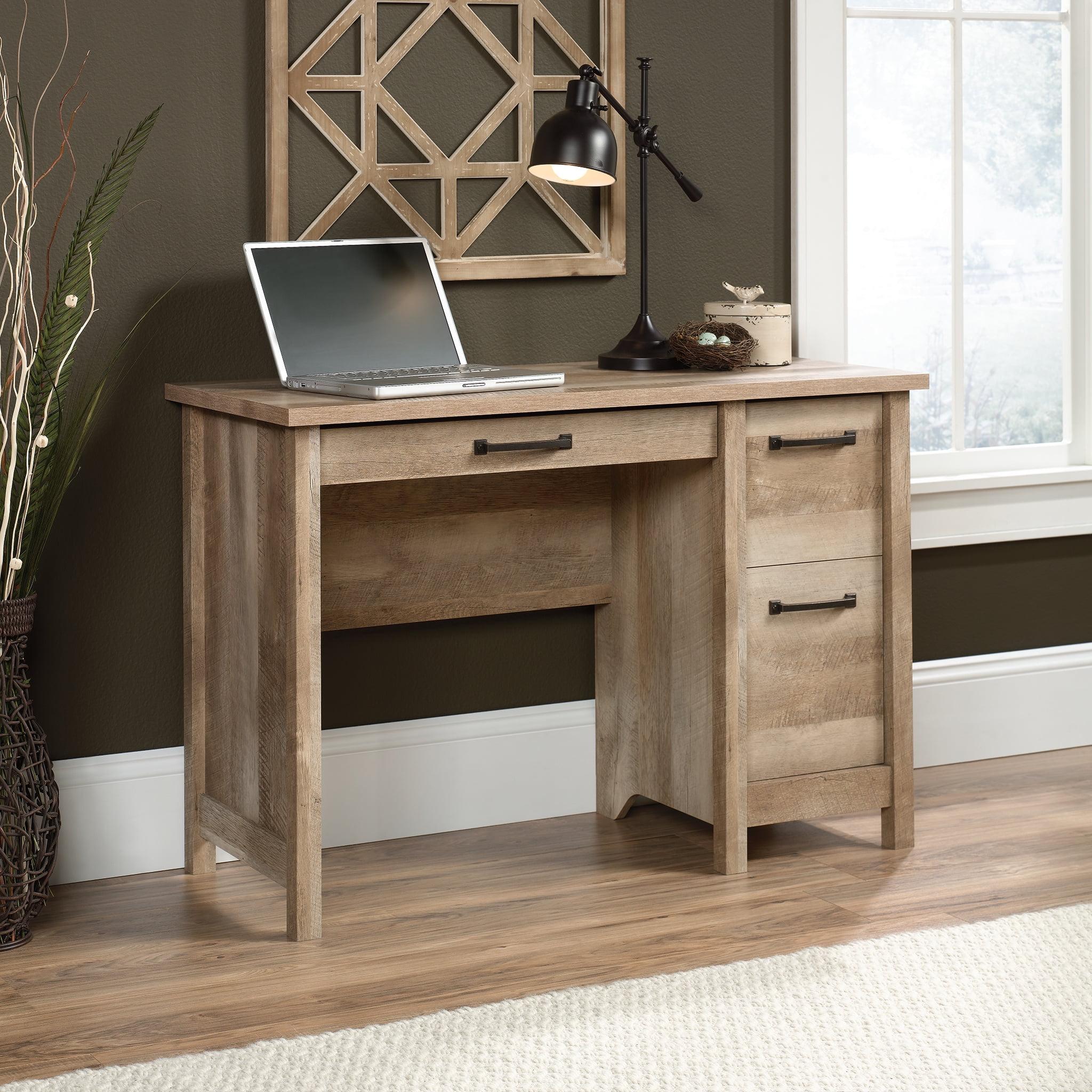 Rustic-Inspired Lintel Oak Finish Writing Desk with Drawer and Filing Cabinet