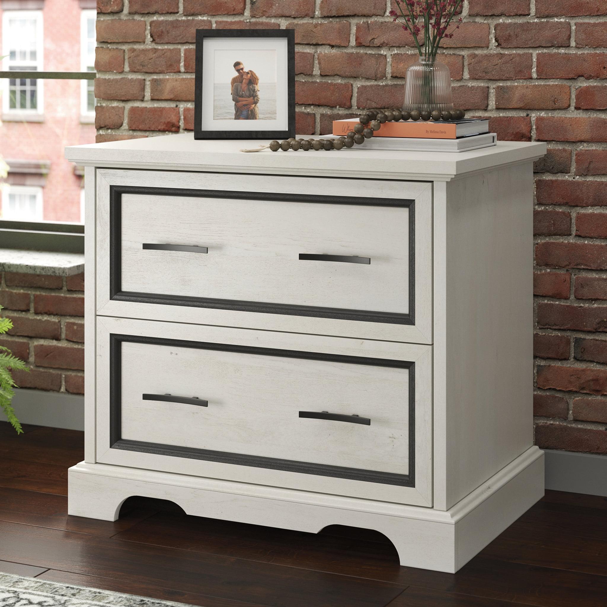 Sauder Carolina Grove 2 Drawer Lateral File Cabinet Winter Oak: Traditional Style, MDF, Metal Hardware, Laminate Surface