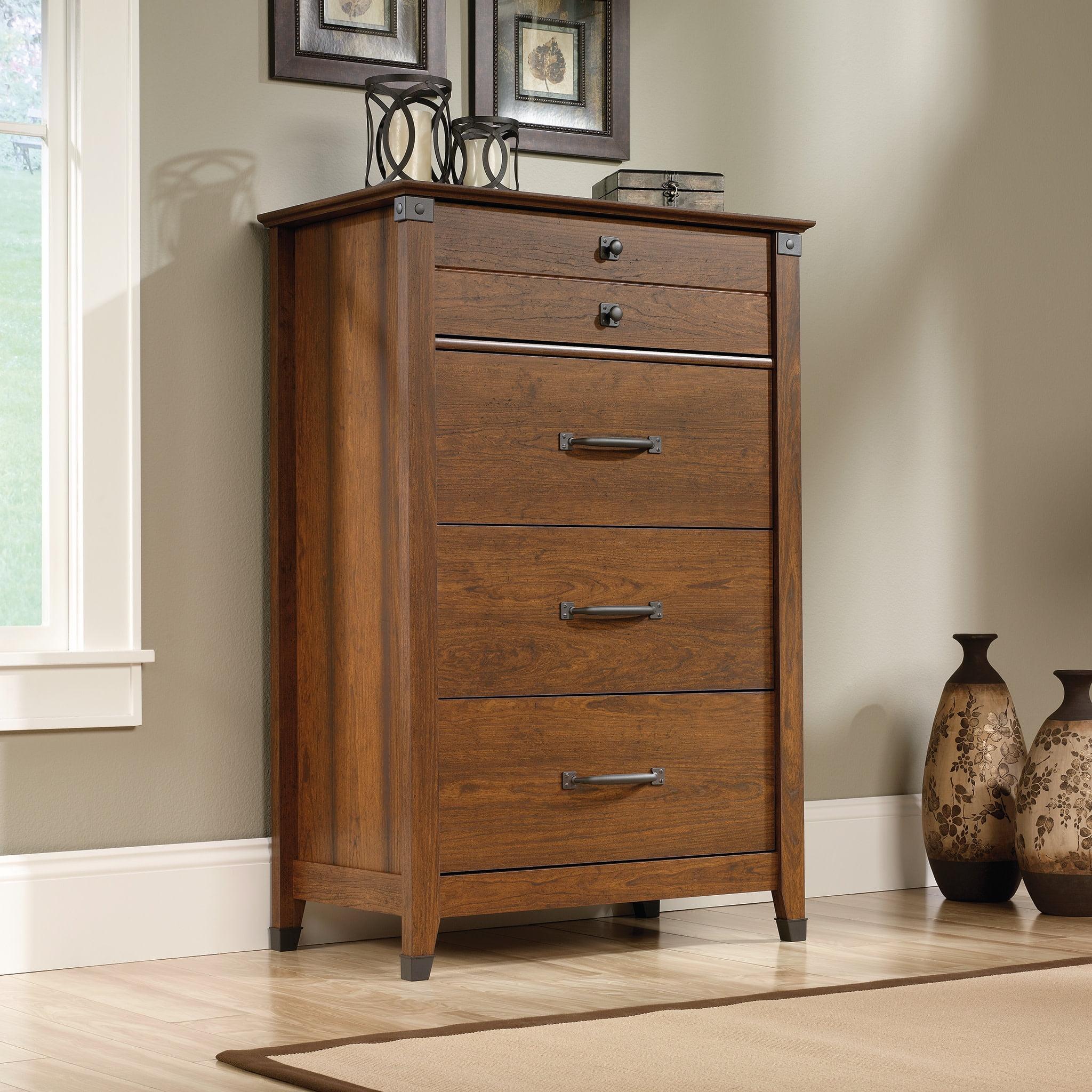 4 Drawer Carson Forge Chest Washington Cherry - Sauder: Space-Saving Vertical Storage, Metal Runners