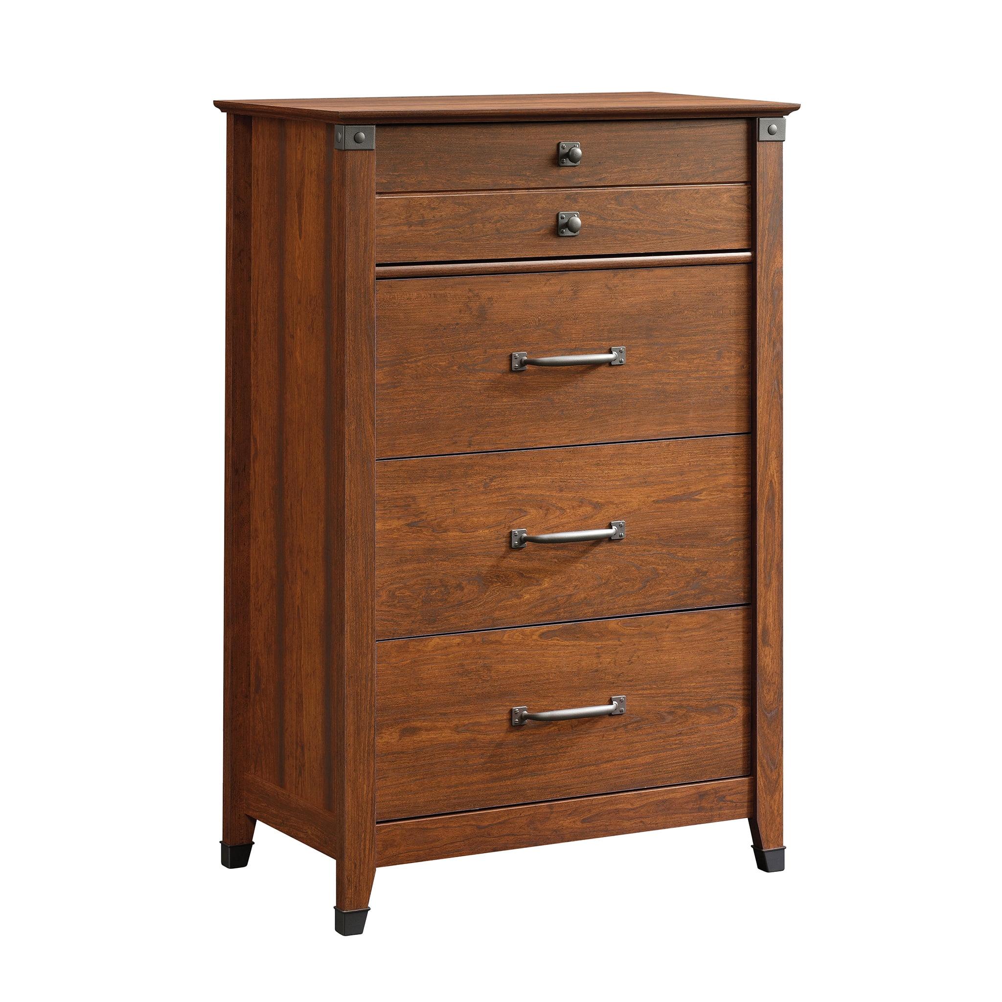 4 Drawer Carson Forge Chest Washington Cherry - Sauder: Space-Saving Vertical Storage, Metal Runners