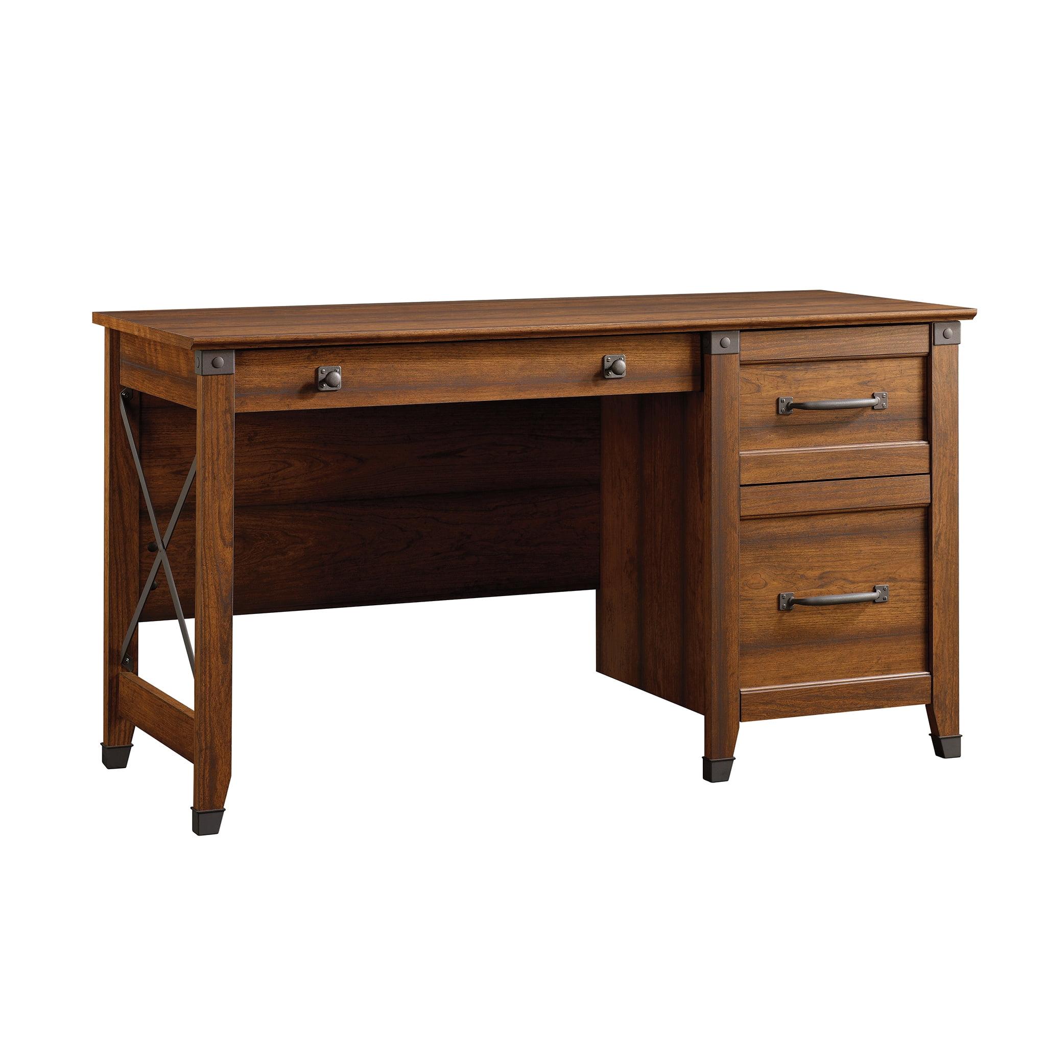 Carson Forge Desk - Washington Cherry - Sauder: Executive Workstation with Smooth Metal Runners, Wrought Iron Style Hardware