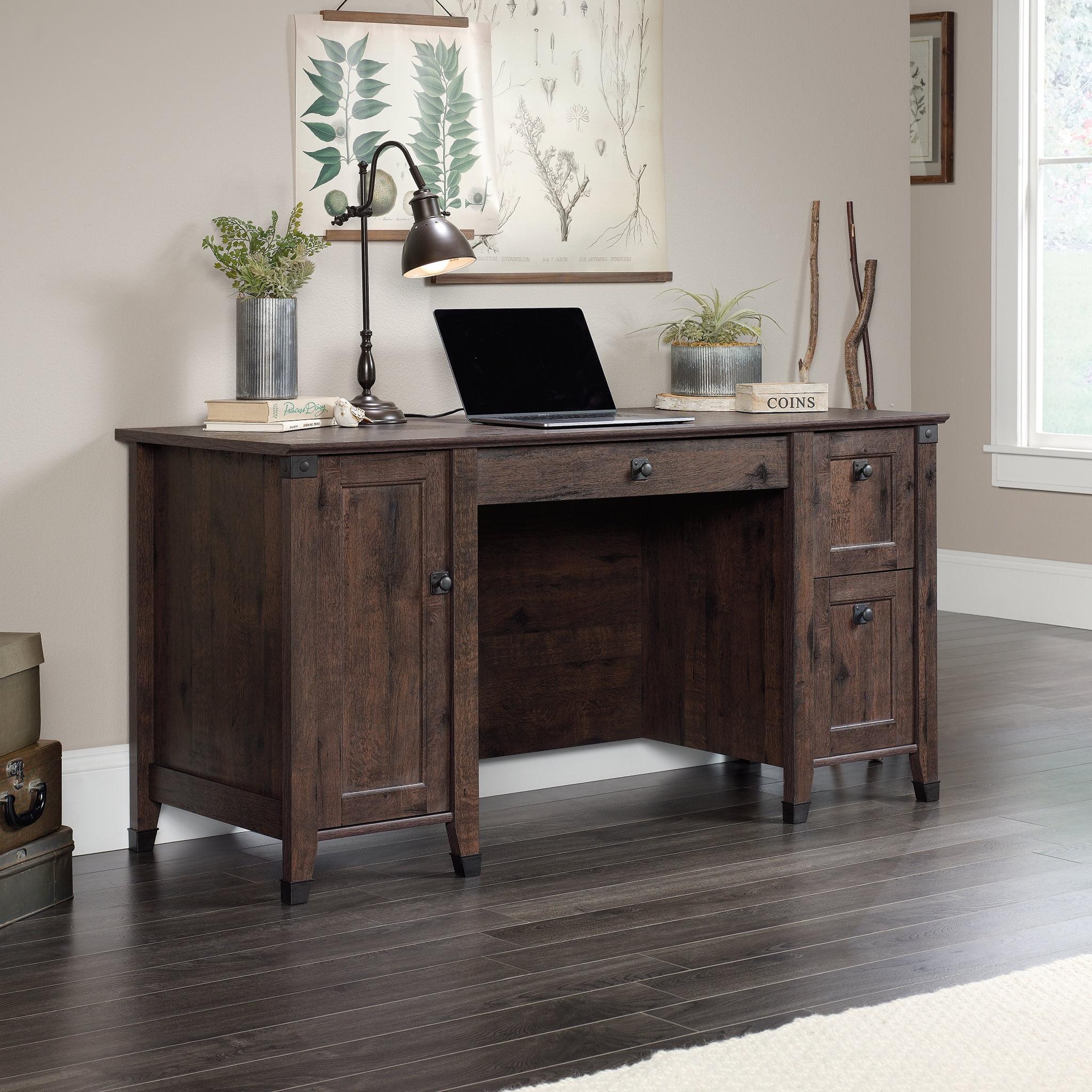 Sauder Carson Forge Computer Desk, Coffee Oak Finish