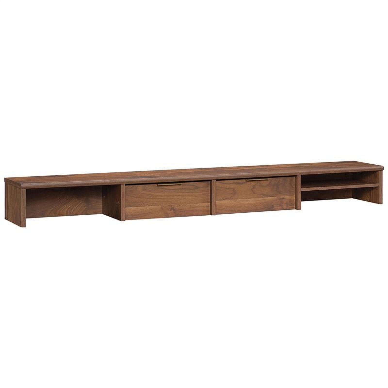 Grand Walnut Mid-Century Desk Hutch with Adjustable Shelf