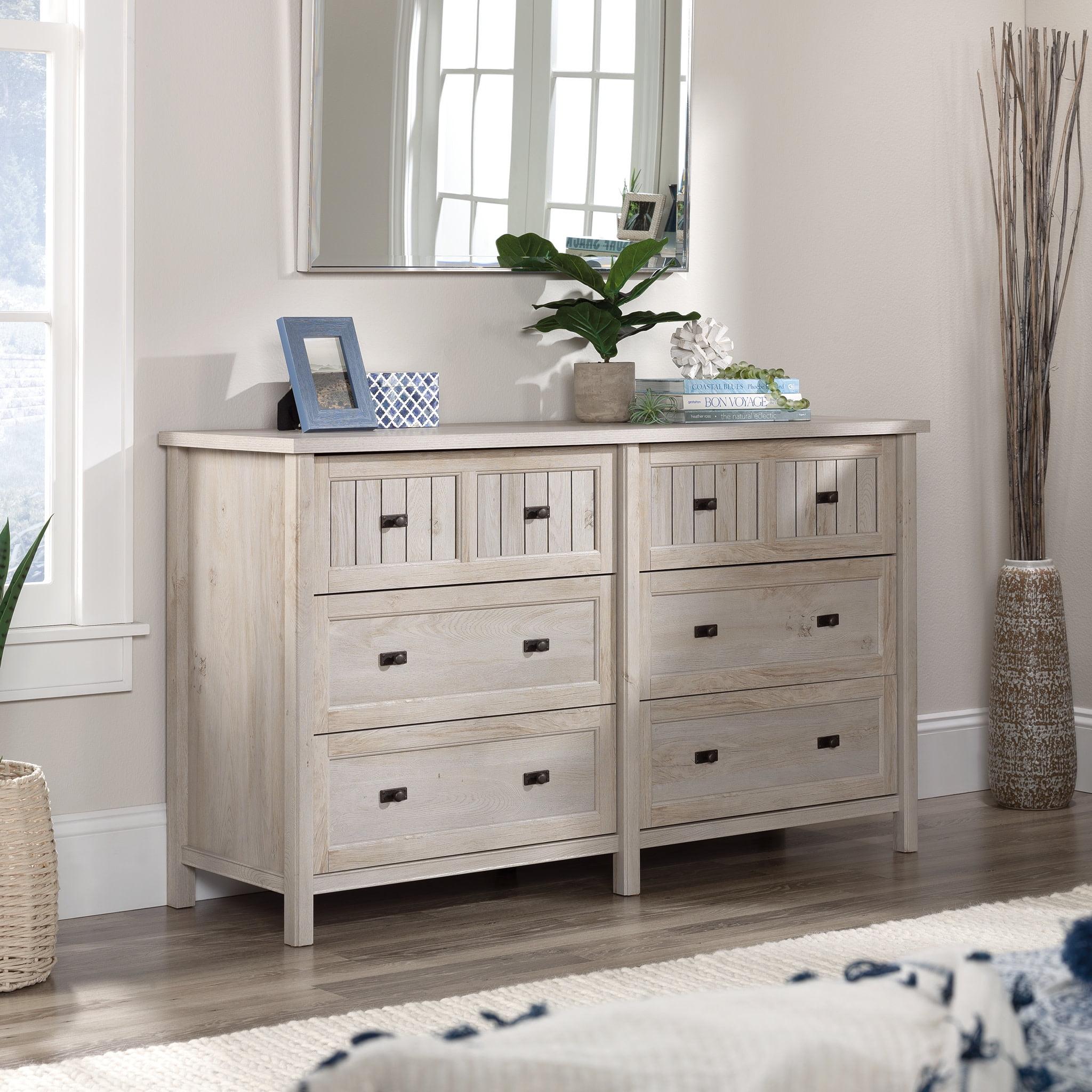 Costa 6 Drawer Dresser Chalked Chestnut - Sauder: Modern Storage Solution for Adult Bedroom, Laminated MDF