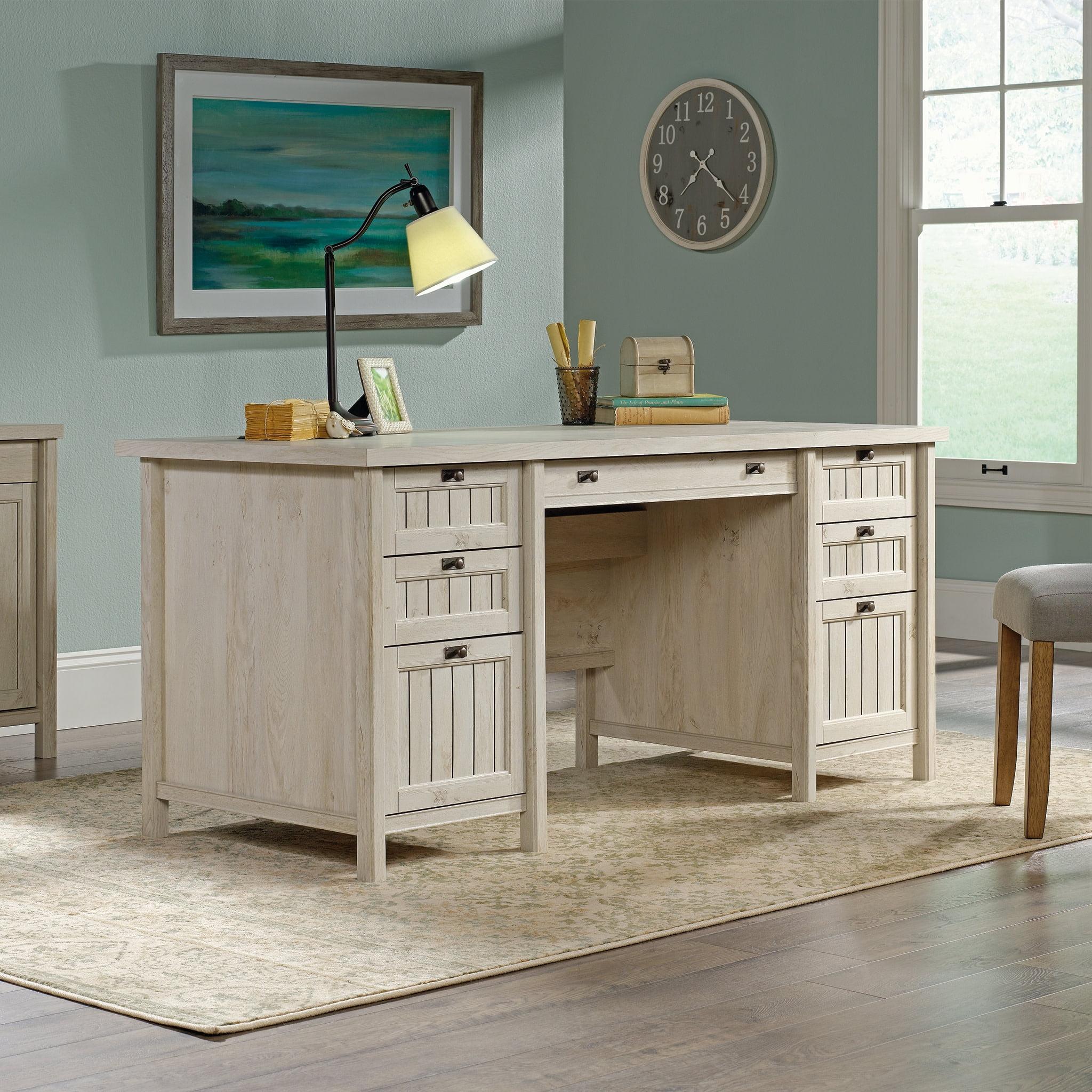 Sauder Costa Engineered Wood Executive Desk in Chalked Chestnut