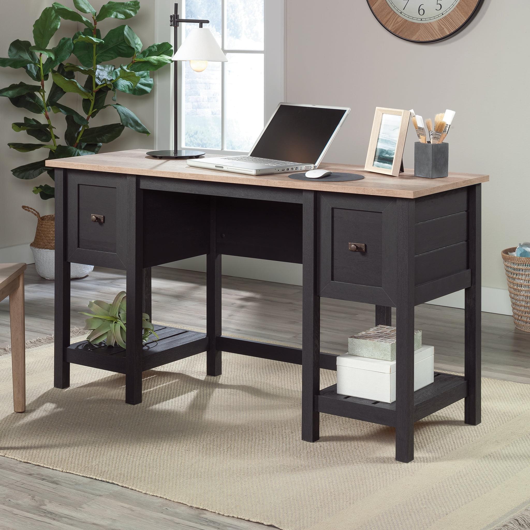 Raven Oak Executive Desk with Drawers and Filing Cabinet