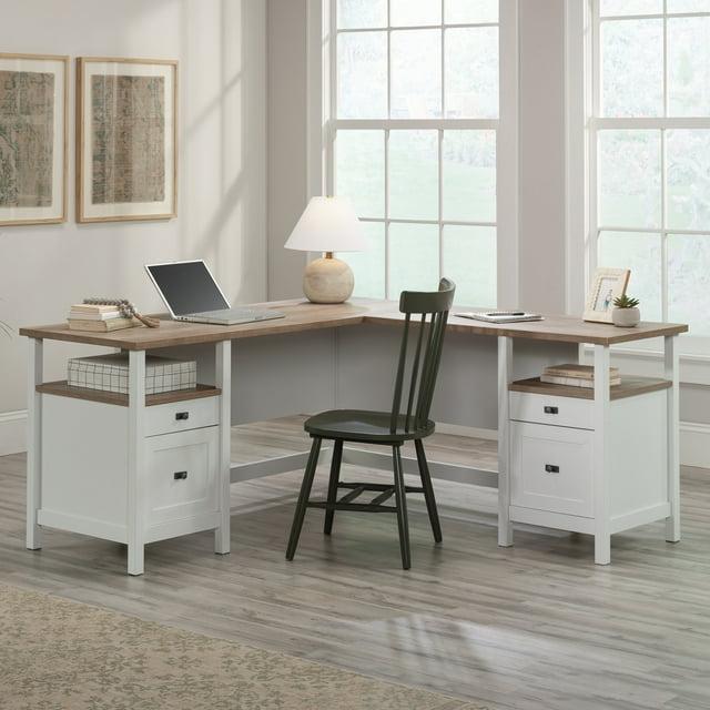 Sauder Cottage Road Engineered Wood L-Shaped Desk in White Finish