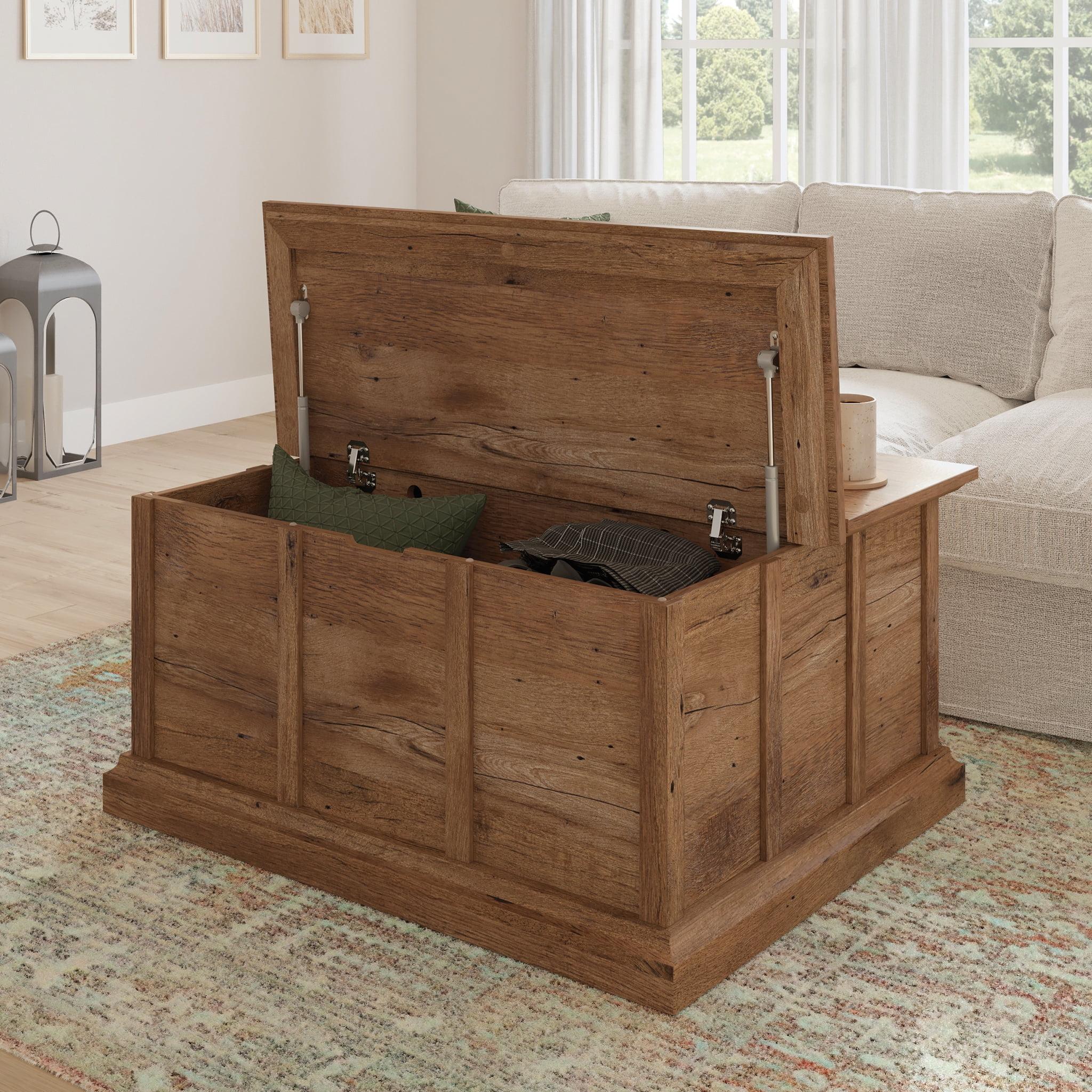 Vintage Oak Square Lift-Top Coffee Table with Storage