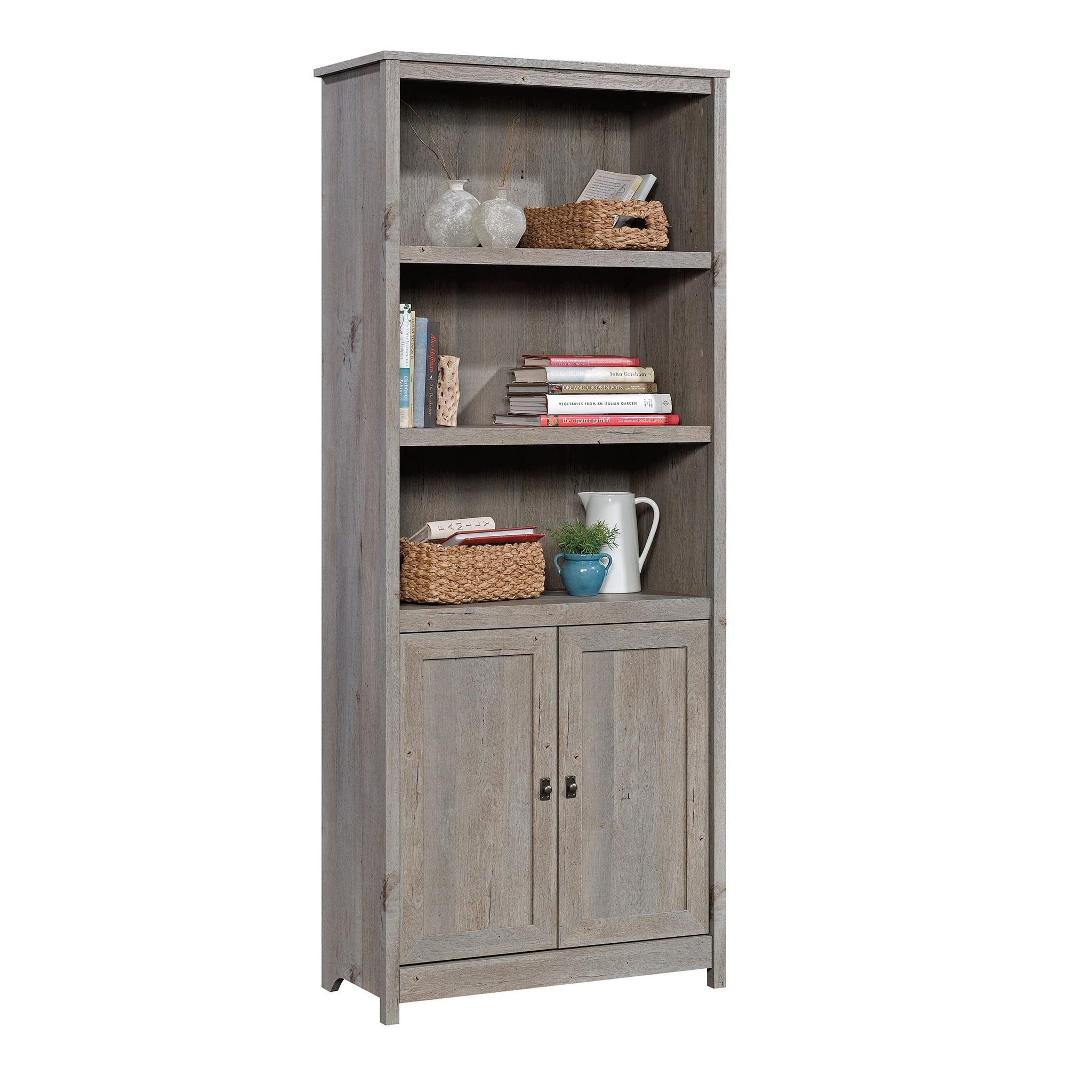 Mystic Oak Adjustable 71.5" Gray Bookcase with Doors