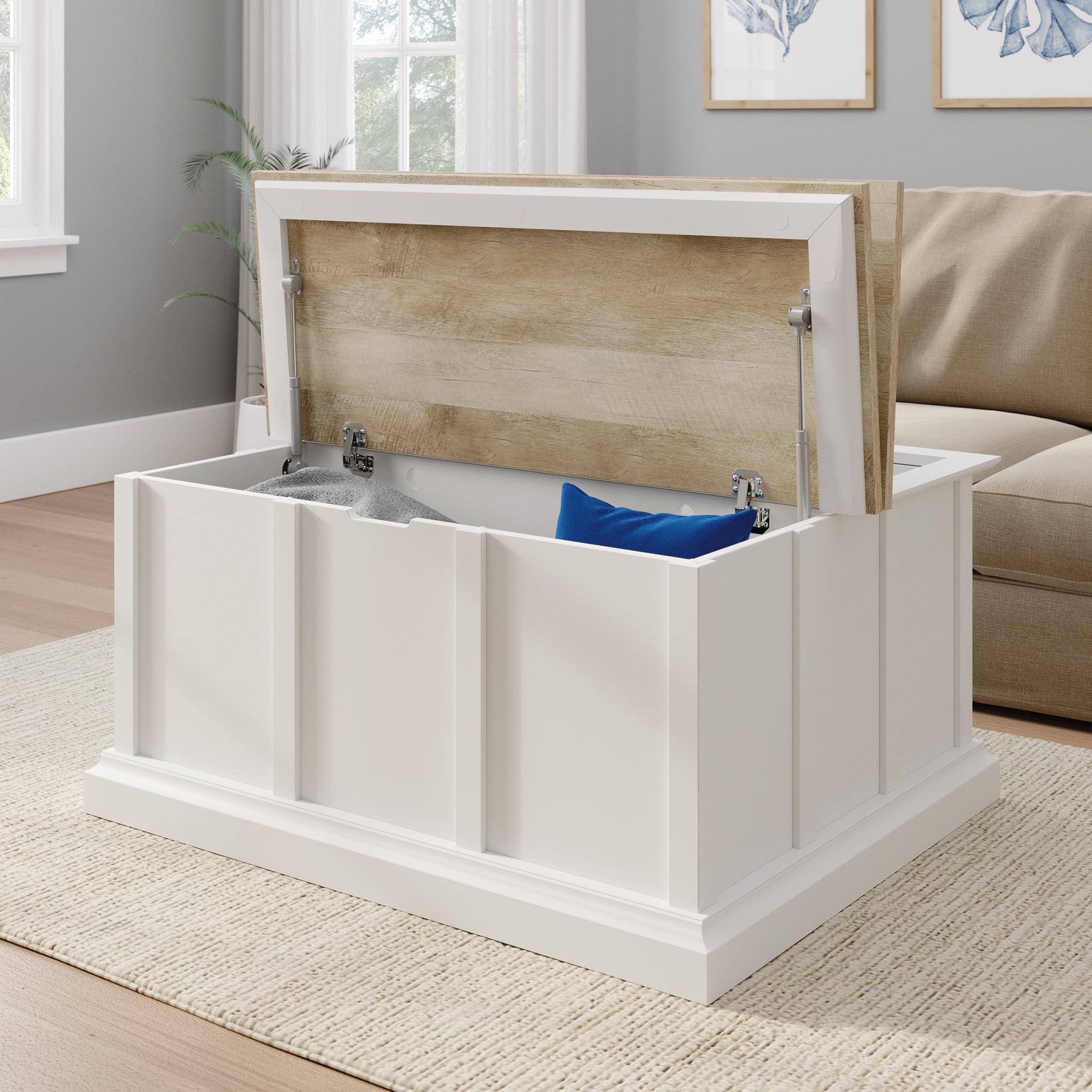 Cottage Road Storage Coffee Table White - Sauder: Split Top, Metal Frame, CARB Certified