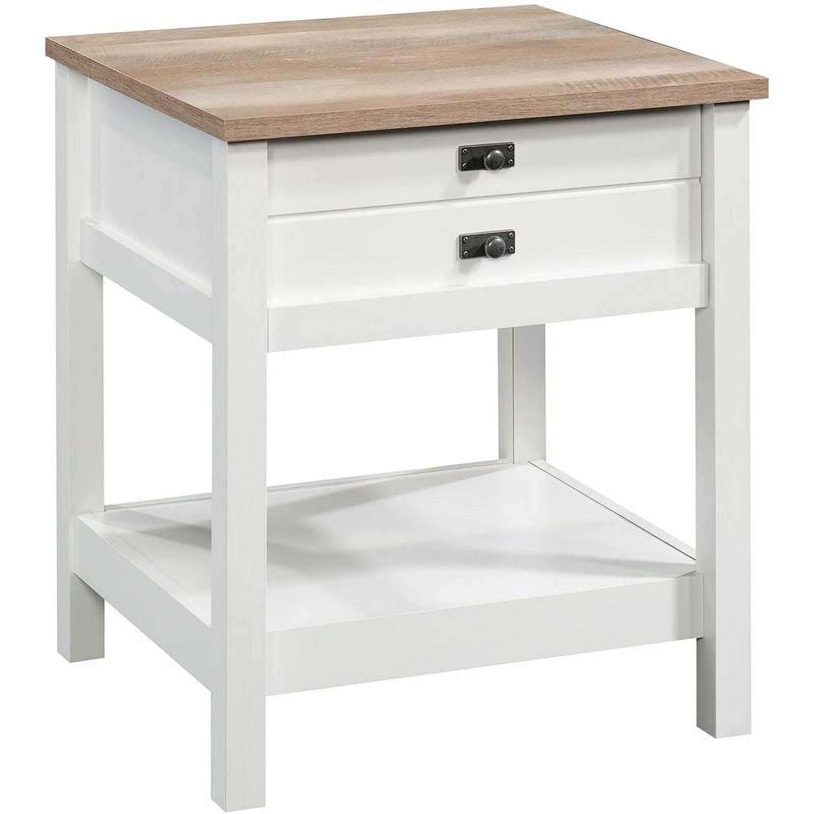 Cottage Road Soft White Nightstand with Lintel Oak Accent