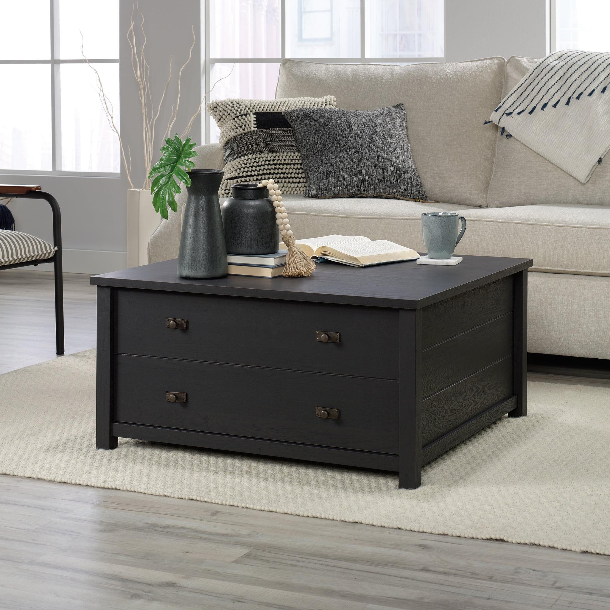 Raven Oak Rectangular Engineered Wood Coffee Table with Storage