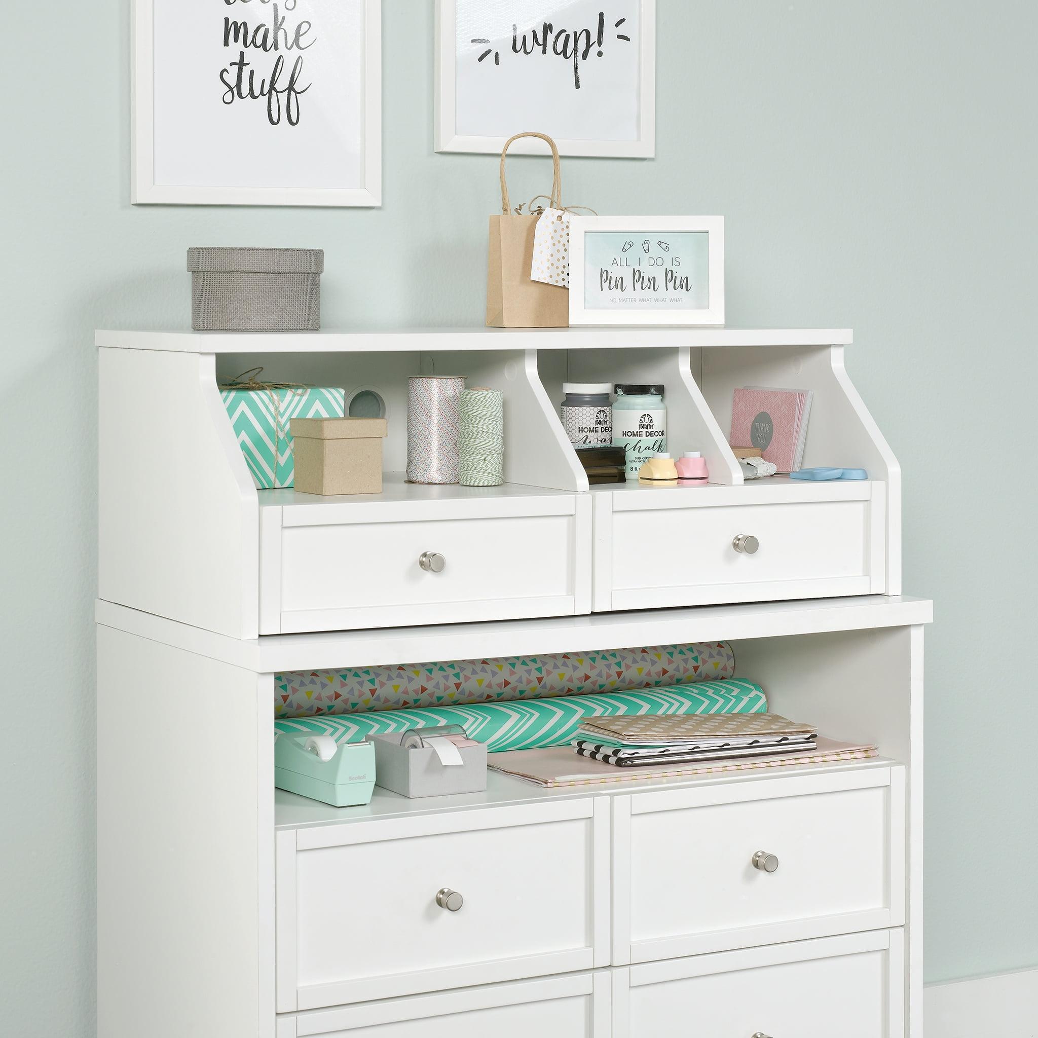 Sauder Craft Pro Engineered Wood 2-Drawer Hutch with Cubbyhole Storage in White